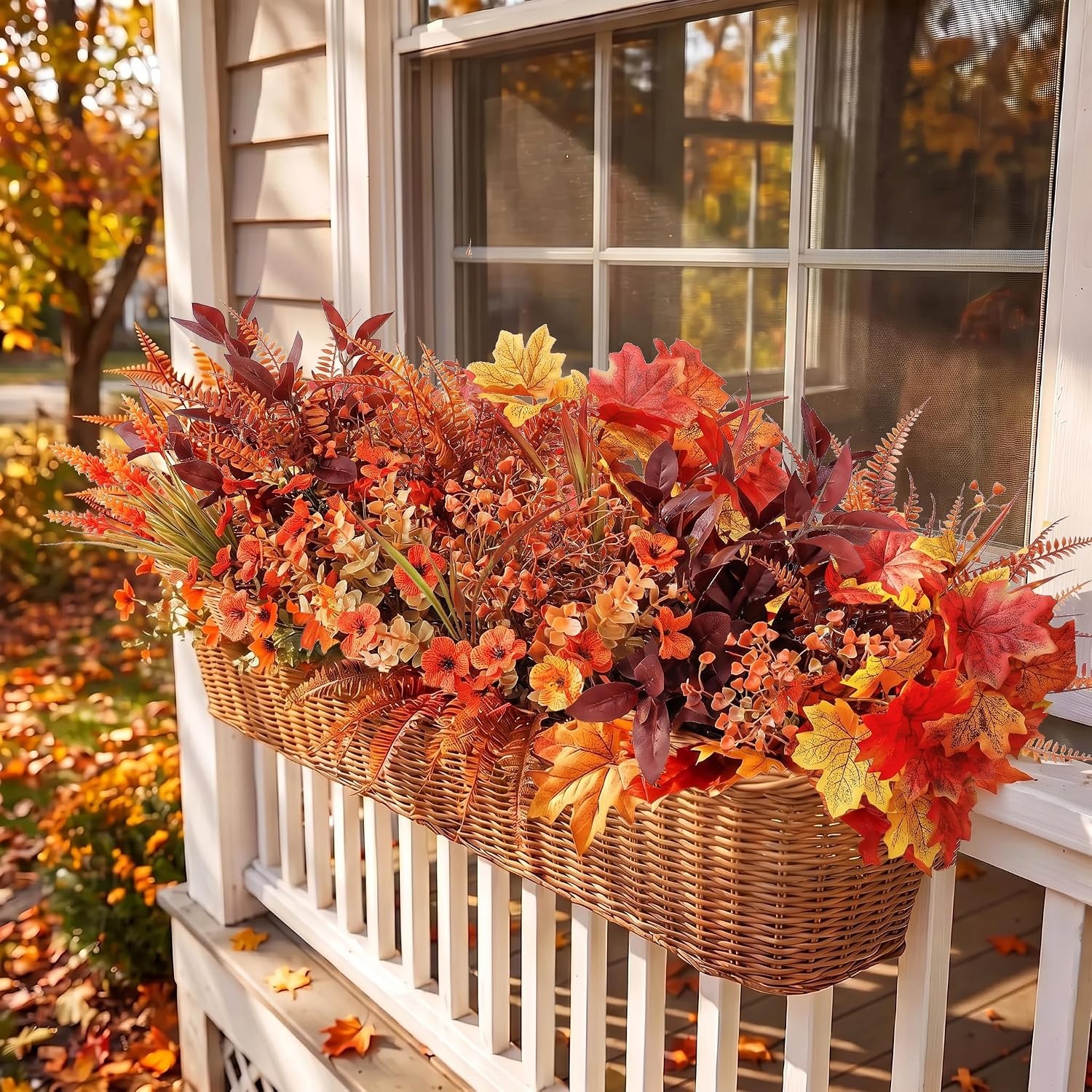 24 Bundles Artificial Fall Flowers Fake Mums Outdoor UV Resistant Autumn Decor
