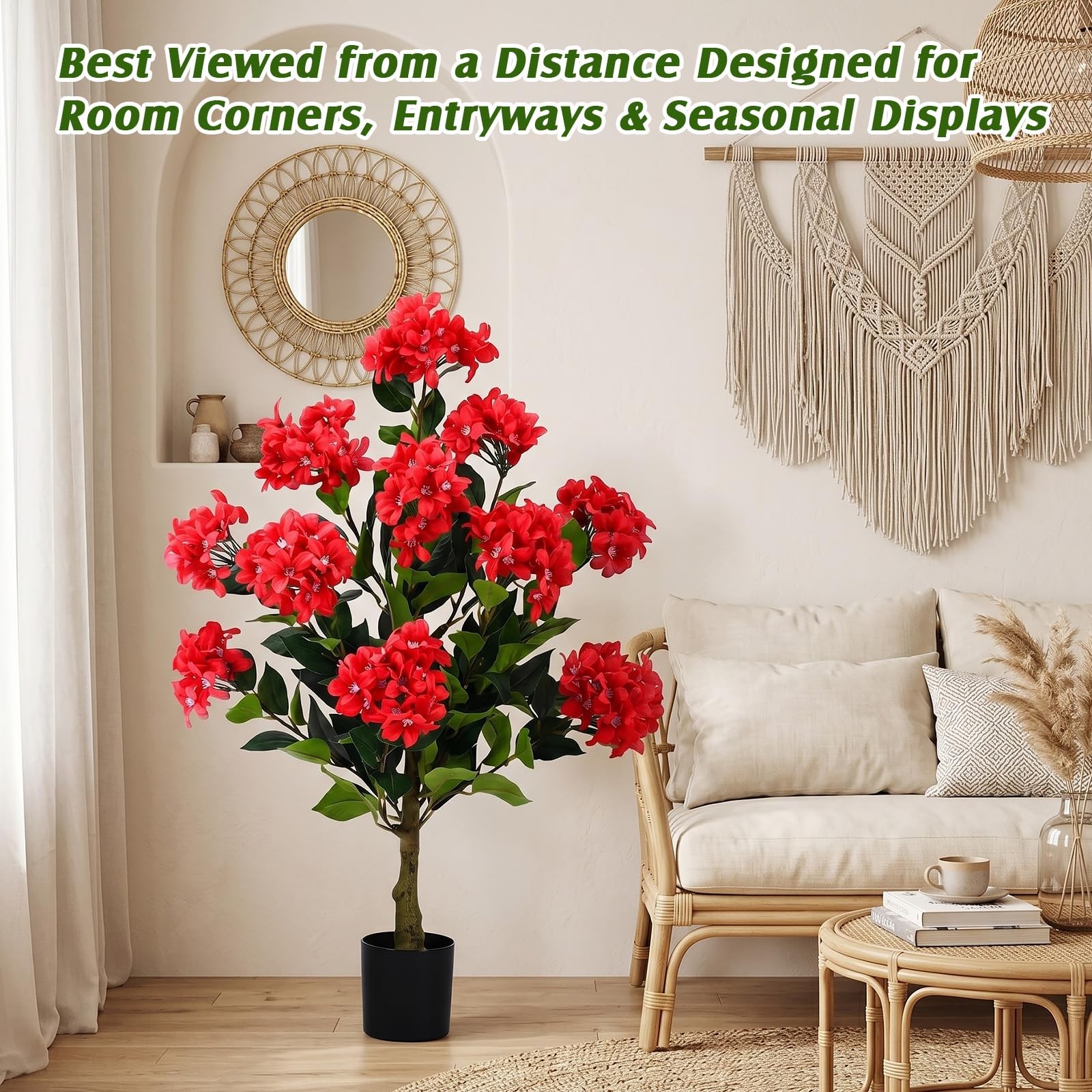 2 Pack 3ft Artificial Hydrangea Tree Faux Hydrangea Plant Indoor Outdoor Fake…
