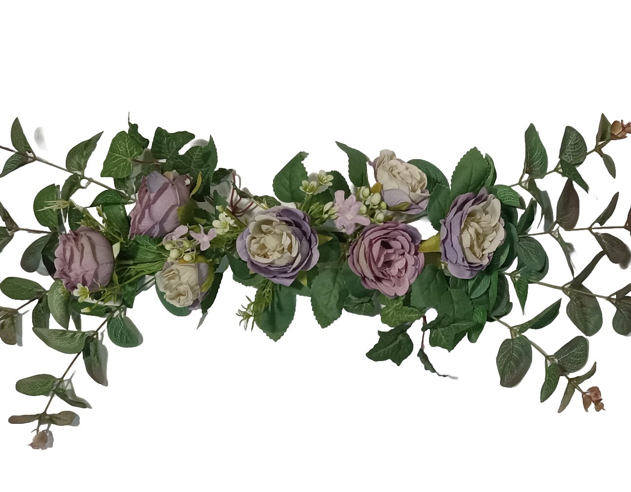 Purple & Eucalyptus Tea-Rose 24″ Wall Door Silk Flower Wedding Sign Decor #2251
