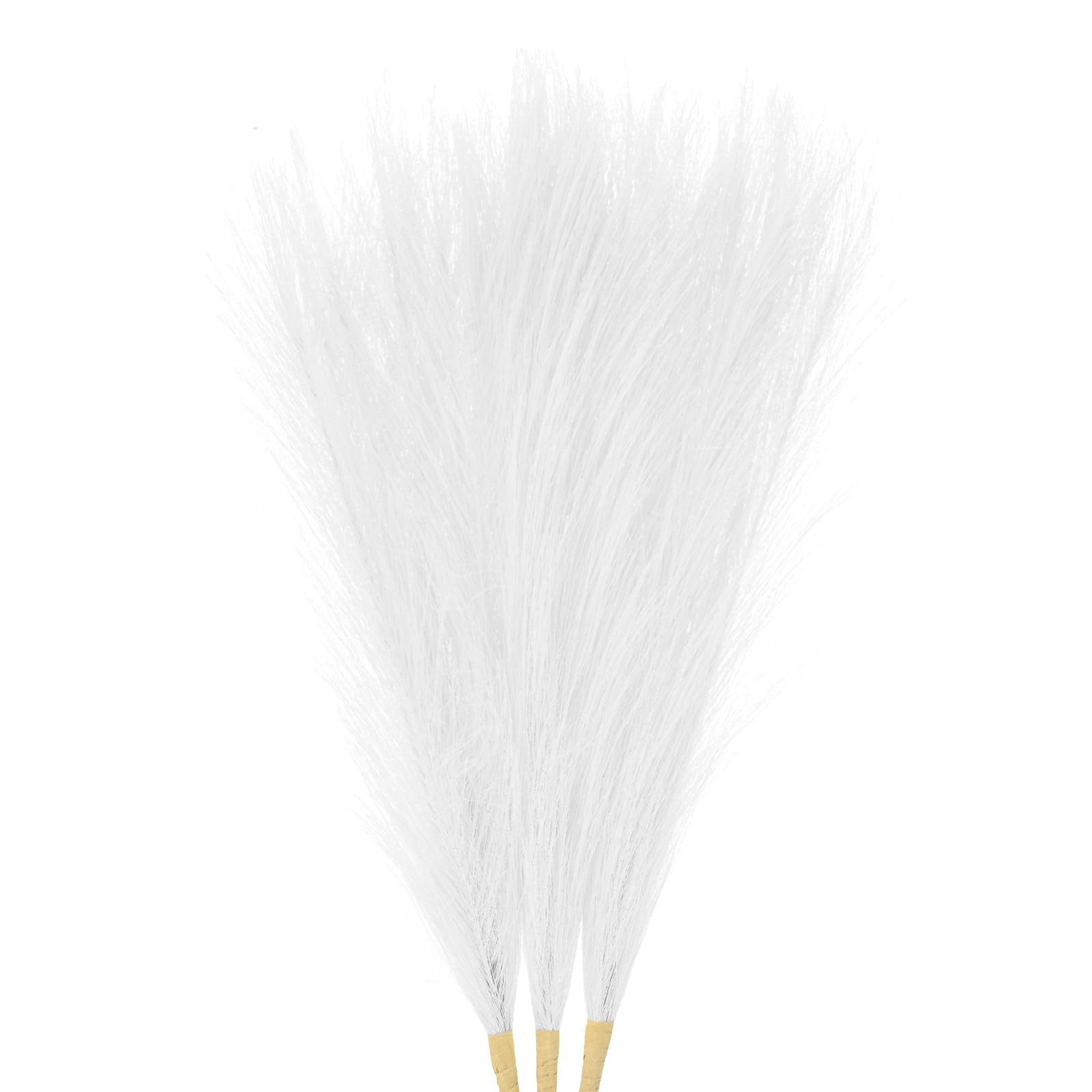 3-Pack Faux Pampas Grass 17.7 Inch/45cm Small 7 Branches Fake Fluffy Pampas G…