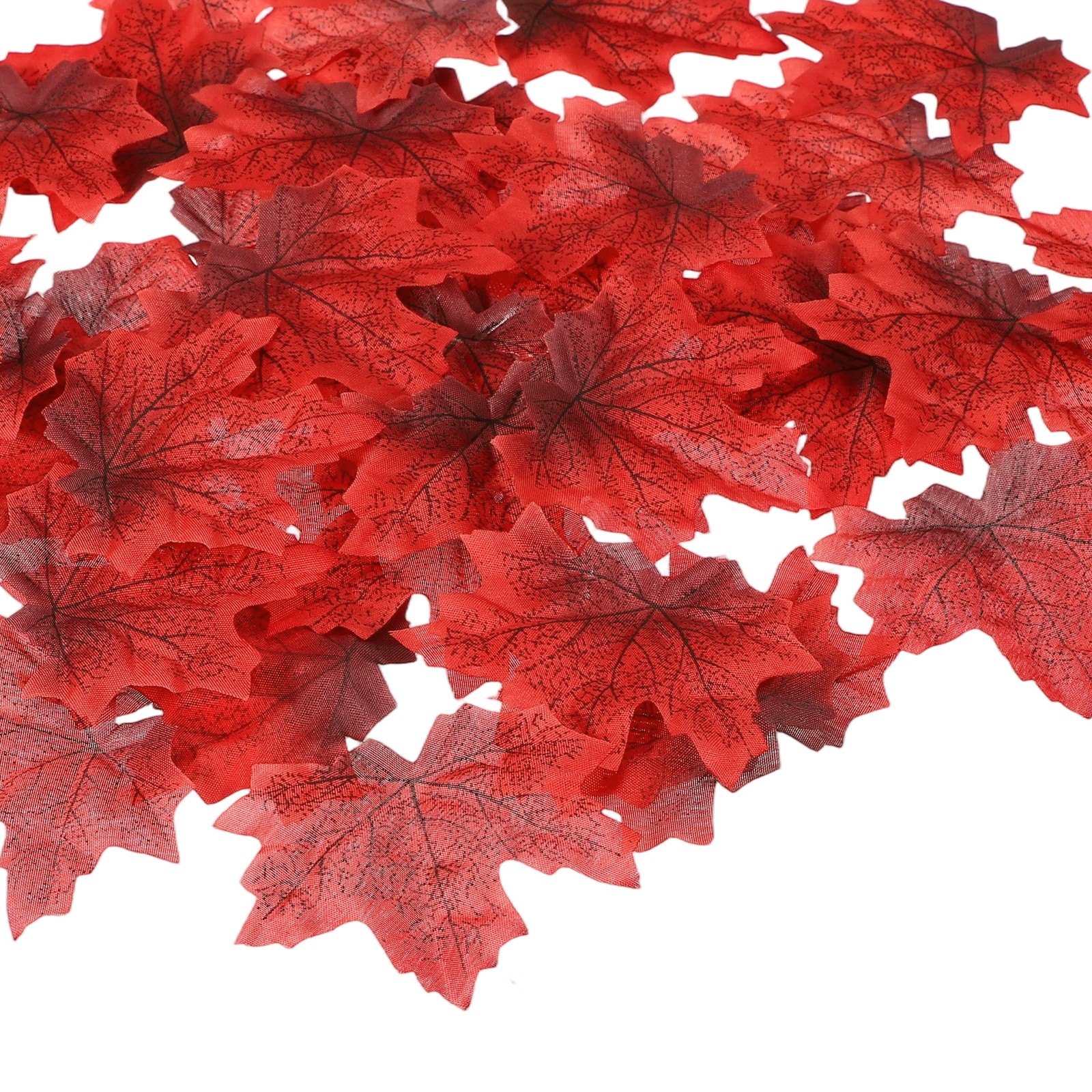 400Pcs Fall Leaves 3.3 Inch Colored Mixed Fake Leaf, Dark Red