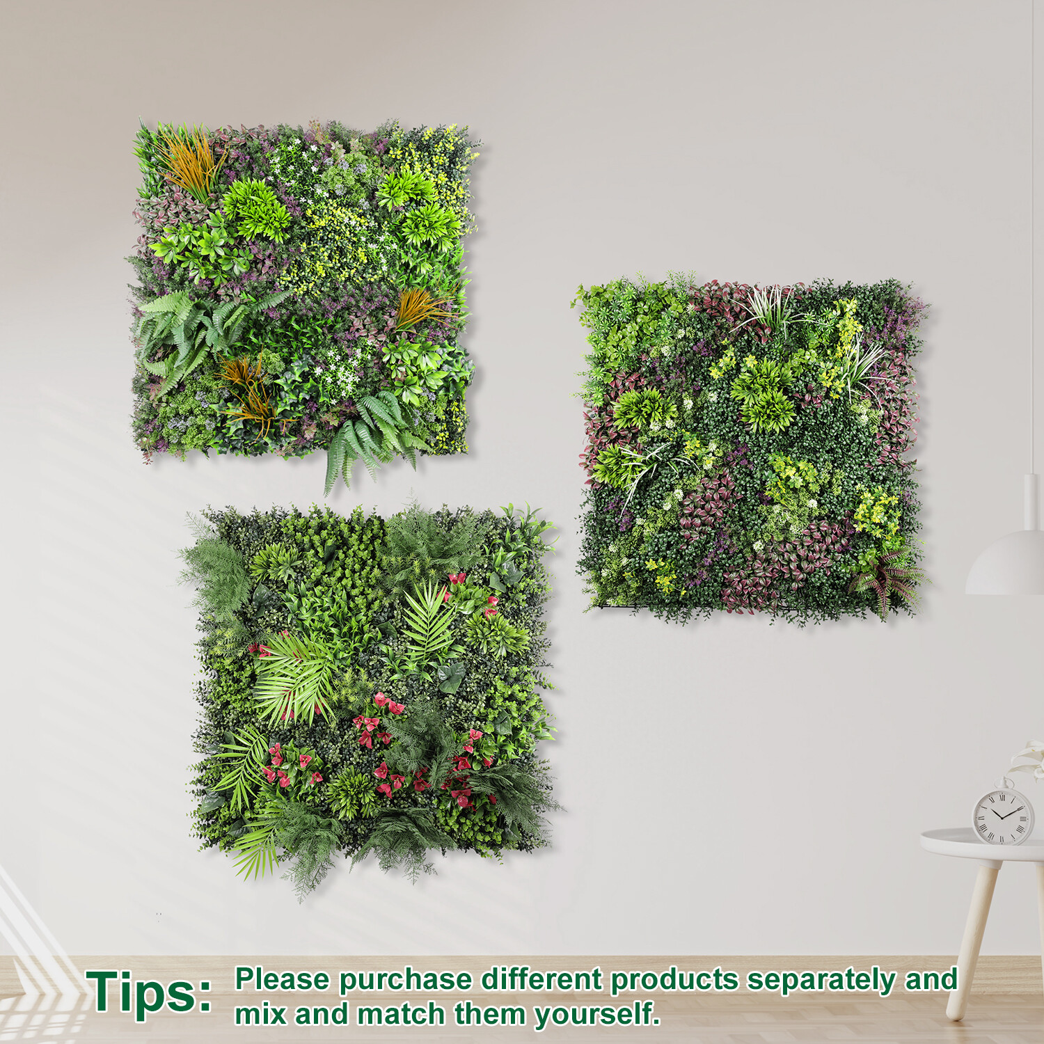 40″ Artificial Grass Mats 3D Mixed Plant Wall Ledge Decor For Home Festival #10