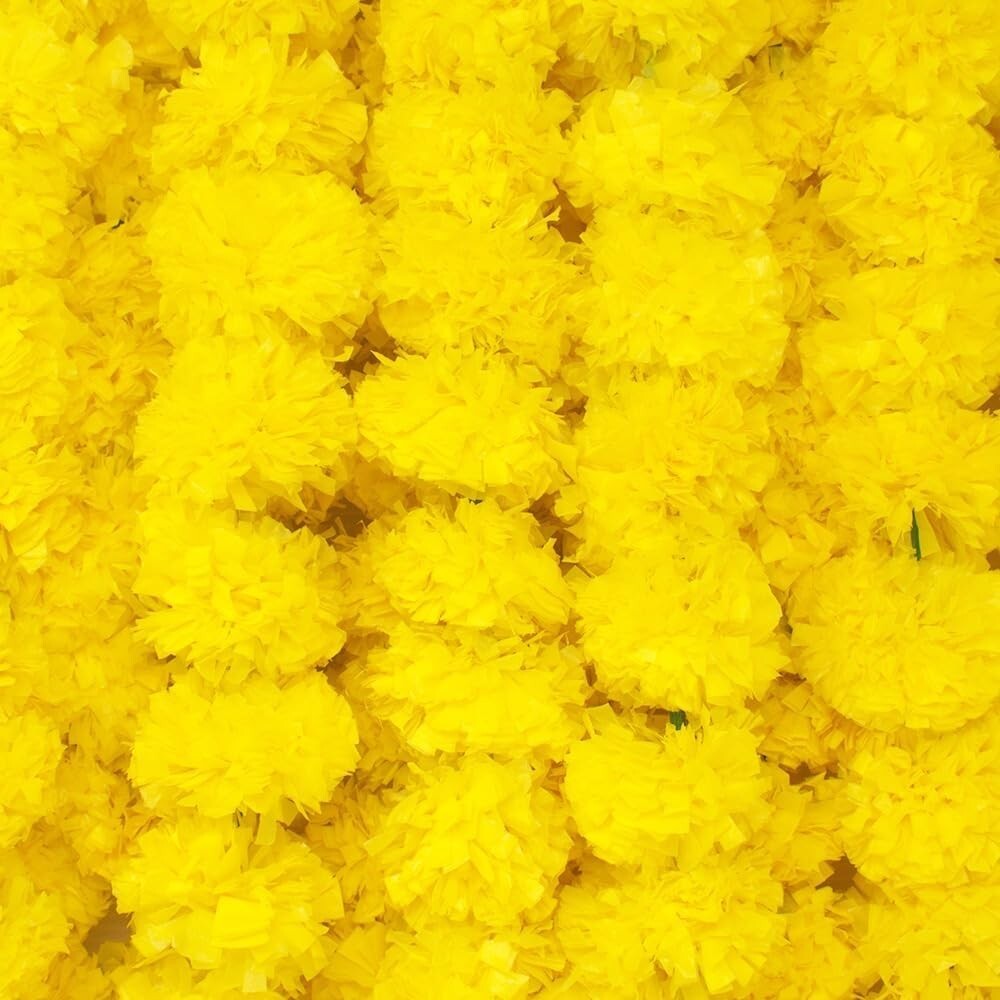 Marigold Garlands, 5 Pack – Artficial Yellow Flowers, Decorations, 4 to 4.5 Ft