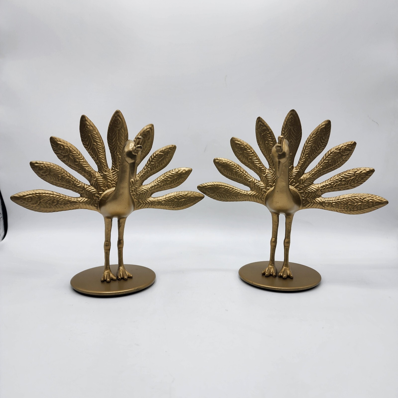 IKEA Markniva Decorative Brass Like Peacocks Figurines Lot of 2 Preowned.