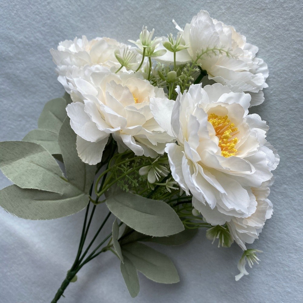 Artificial Peony Bouquet 6 Blooms 30cm Height for Home Office Event Decor