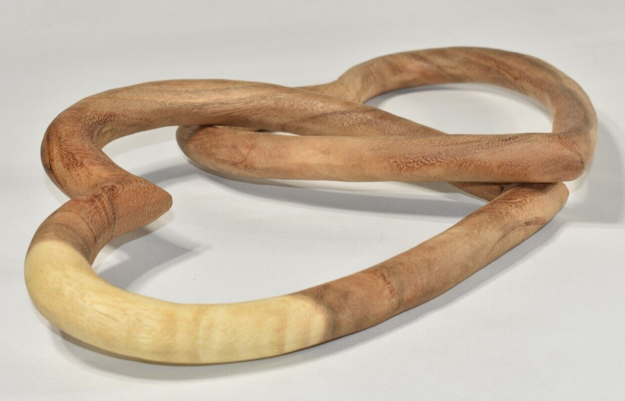 2 Linked Interlocking Hearts Acacia Wood 10″ Home Decor Wedding Valentine’s Day