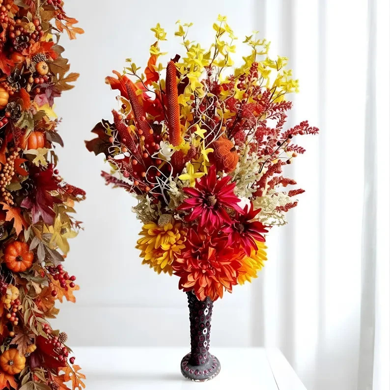 Fancy Fall Floral Arrangement: Thanksgiving Table Centerpiece, Fall Home Decor