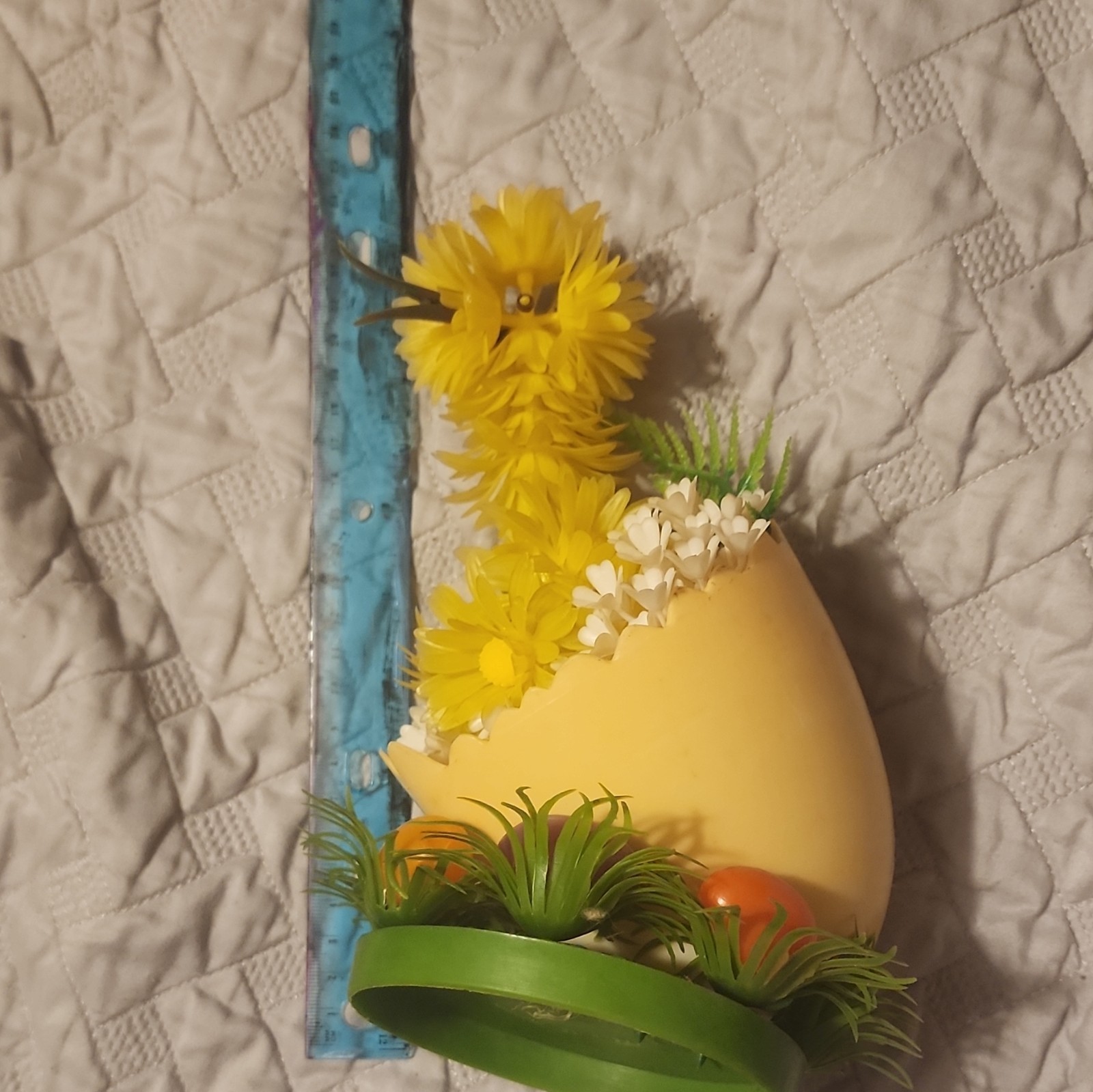 Artificial Yellow White Daisy Easter Floral Arrangement Centerpiece Egg Holder
