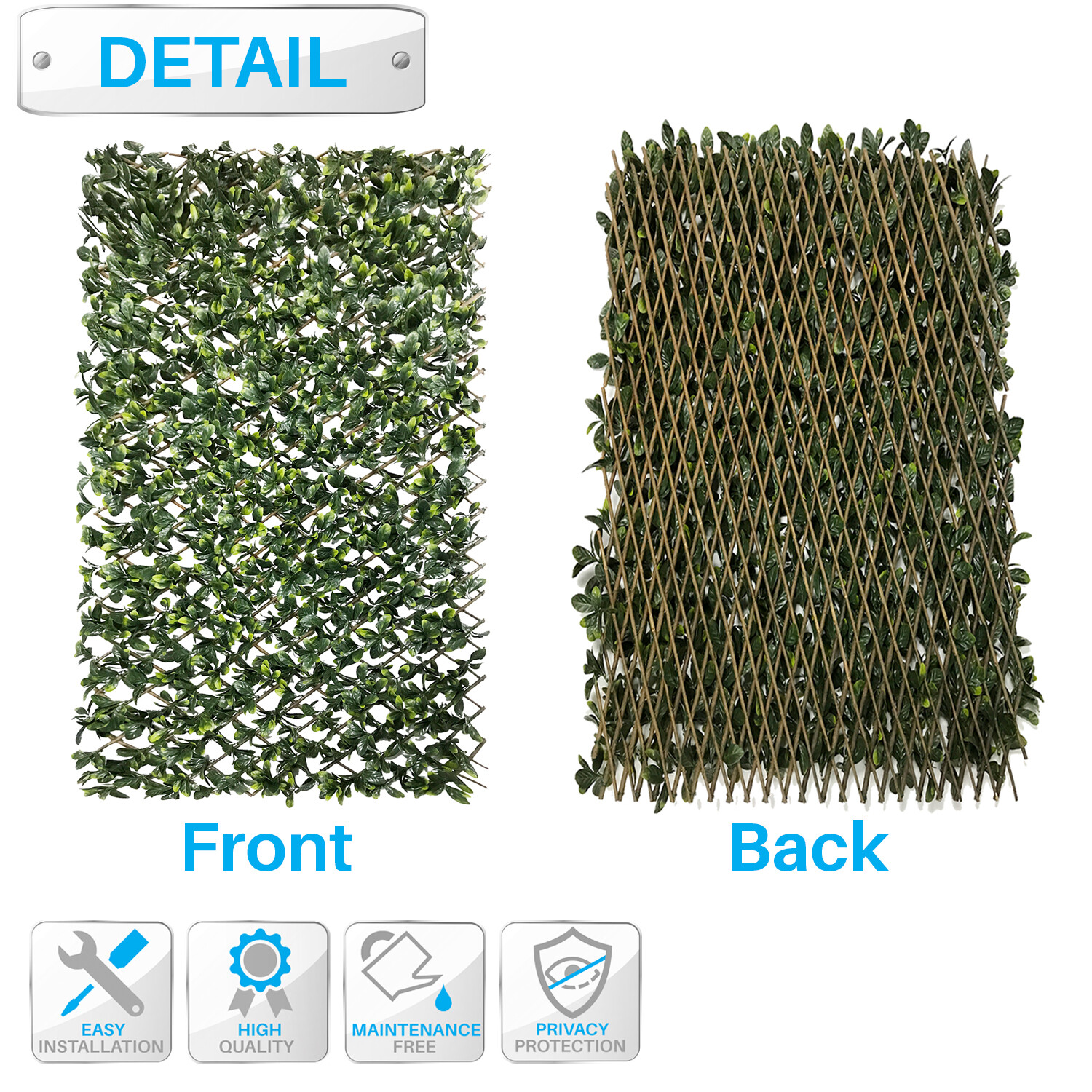 Expandable Rectractable Faux Artificial Ivy Trellis Hedge Fence Screen Privacy