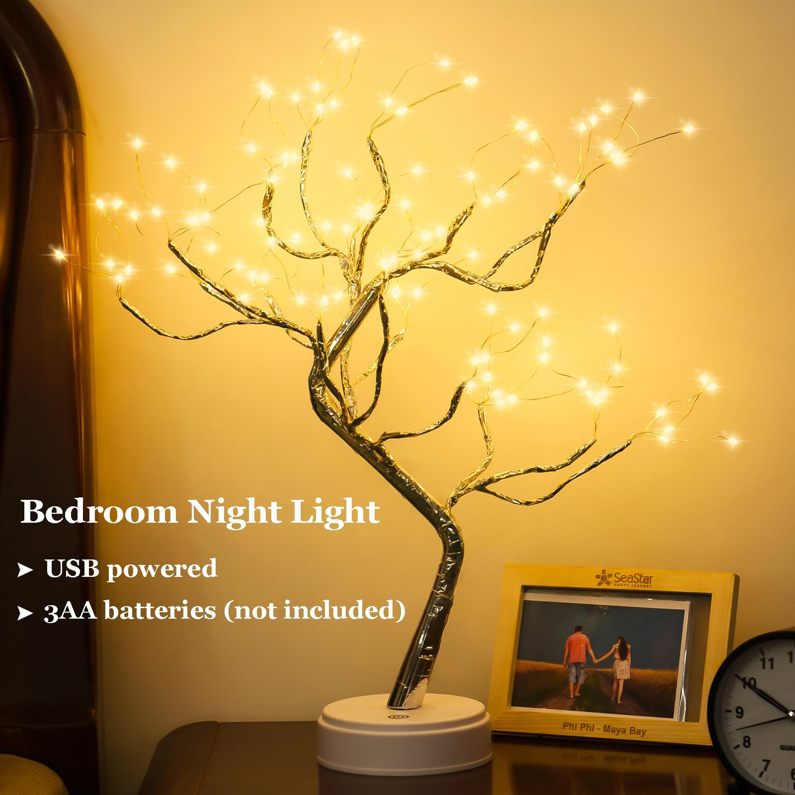 Room Decor, 20″ 108 Tabletop Bonsai Tree Light, DIY Artificial Tree Lamp, Bat…