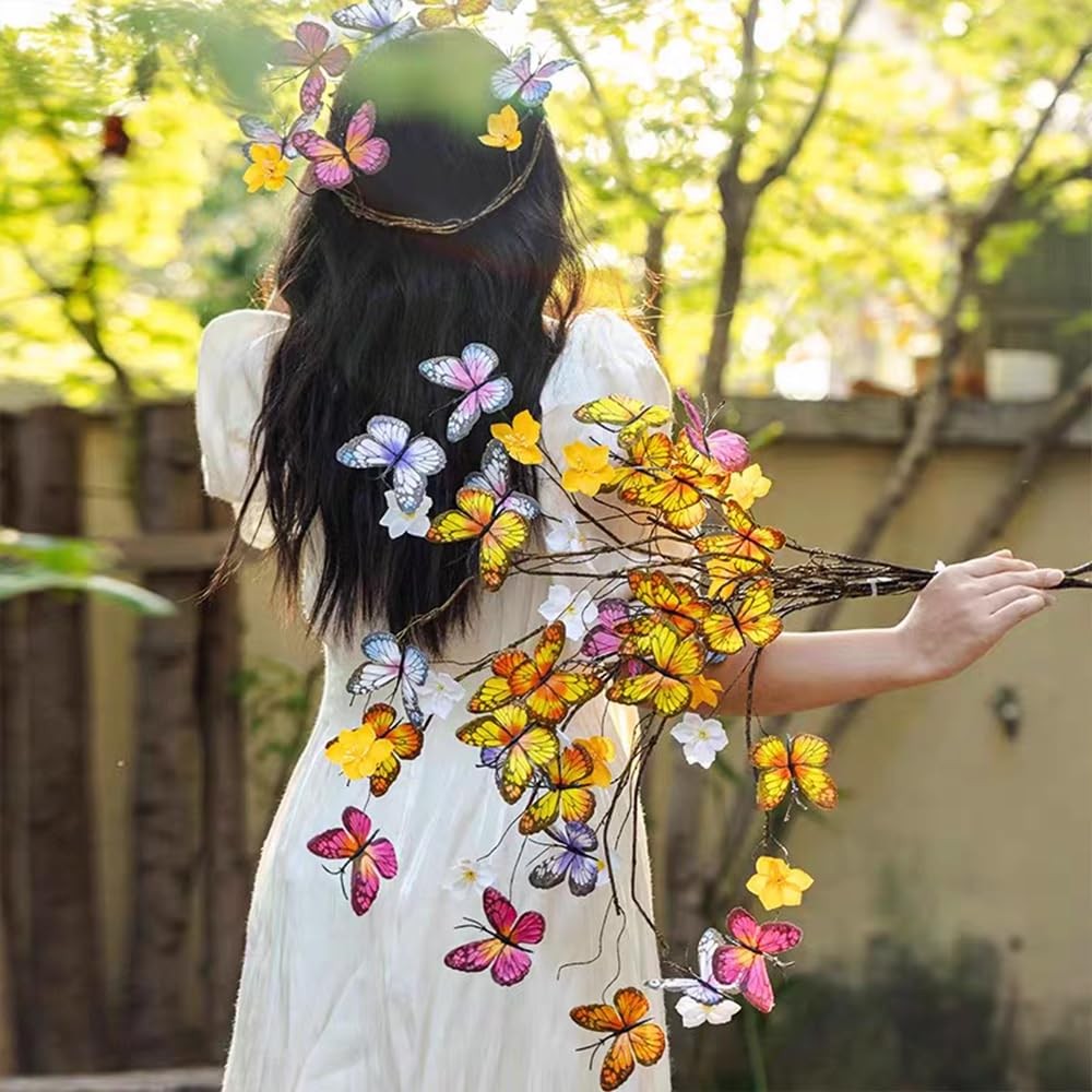 Artificial Butterfly Branche, Simulation Branch Stems with Fake Butterfly Flo…