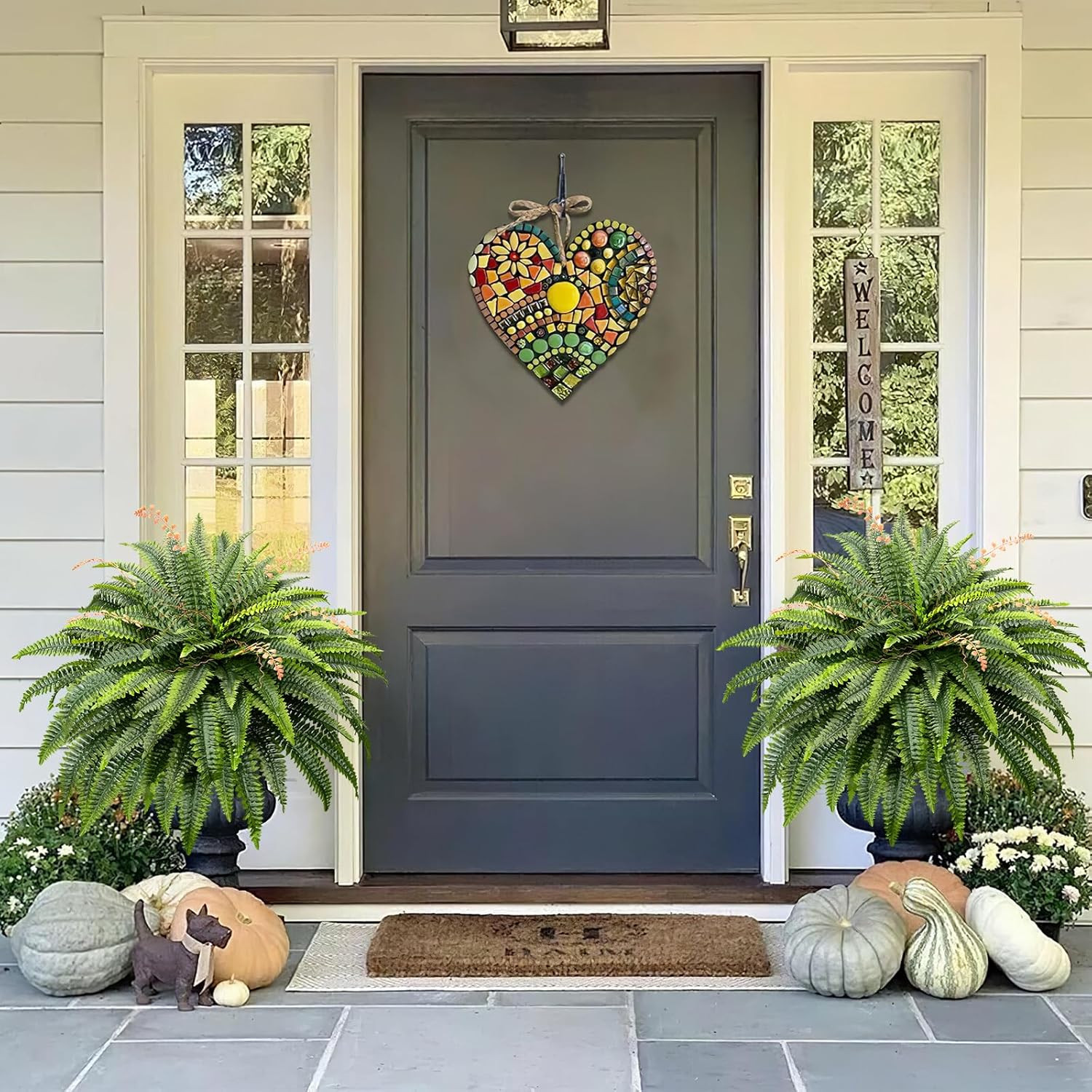 50″ Large Fake Ferns – Set of 2 Realistic Boston Ferns for Indoor/Outdoor