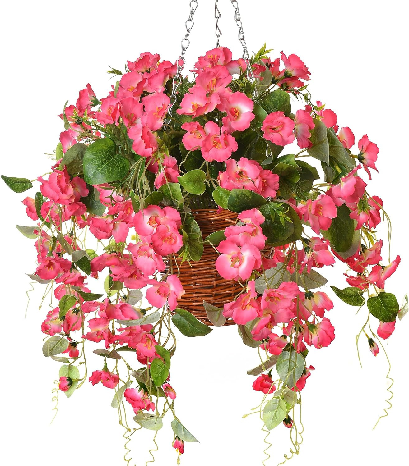 Pink Faux Hanging Hibiscus Flowers for Outdoor Decor – UV Resistant Vines