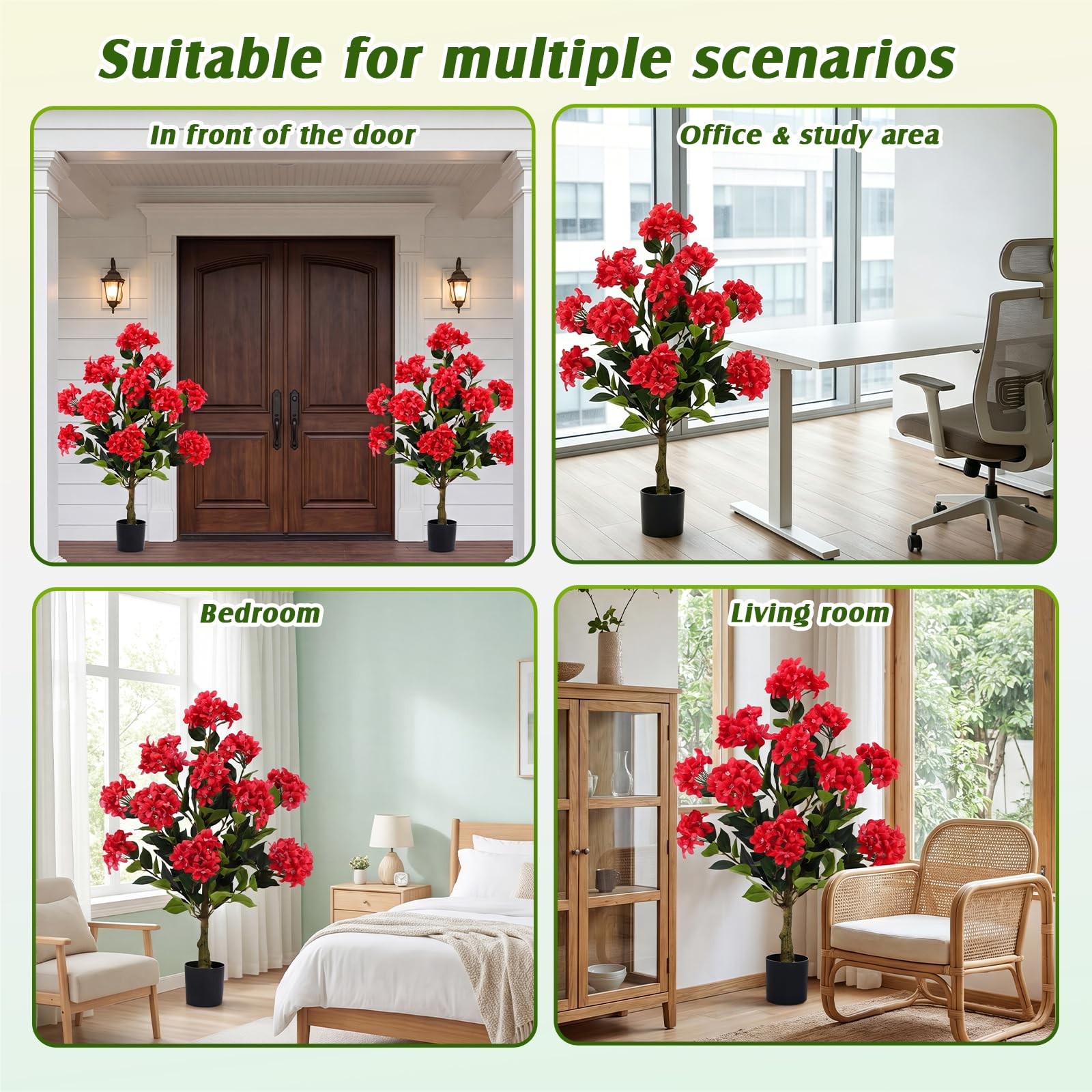 2 Pack 3ft Artificial Hydrangea Tree Faux Hydrangea Plant Indoor Outdoor Fake…