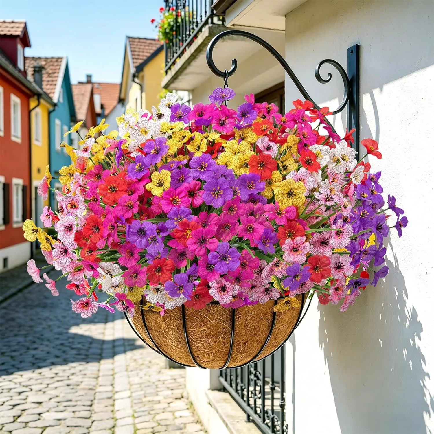 24 Bundles Artificial Flowers for Outdoors UV Resistant Silk Fake Flowers Faux