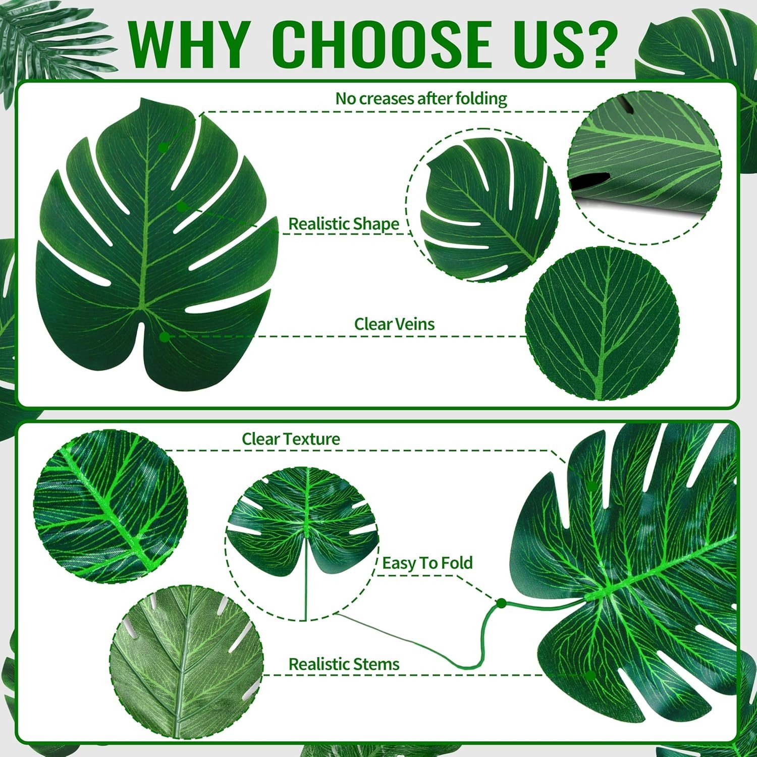 110 Pcs Artificial Tropical Palm Monstera, 7 Kinds Large Small Fake Palm Leaf…