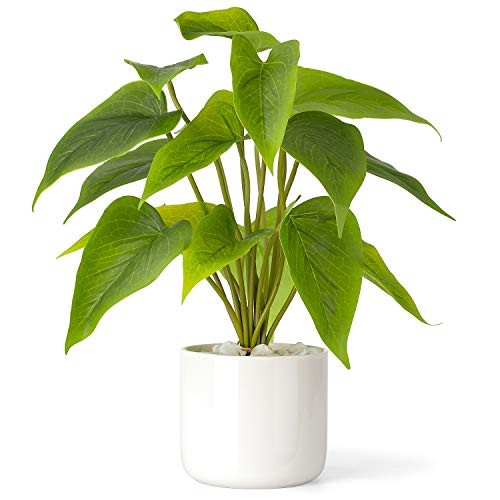 Fake Plants in Ceramic Pot, 11″ Potted Artificial Plants for Home Decor