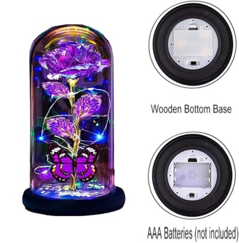Valentine’s Day Light Up Rose Flowers Gift for Her, Mom, Wife, Girlfriend – Purp