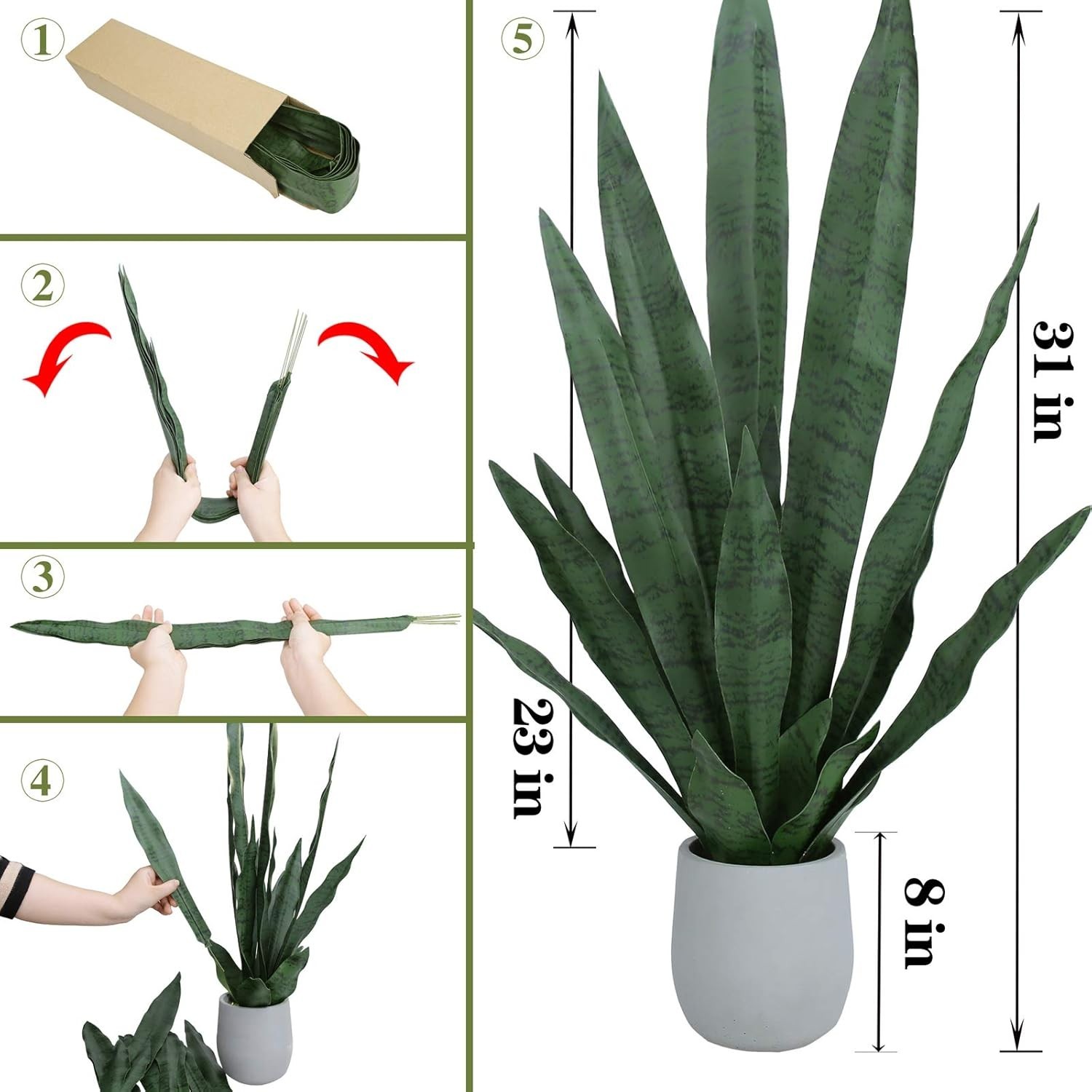 Tall Fake Snake Plant Leaves Set 21 Pcs Various Sizes Home Office Garden Decor