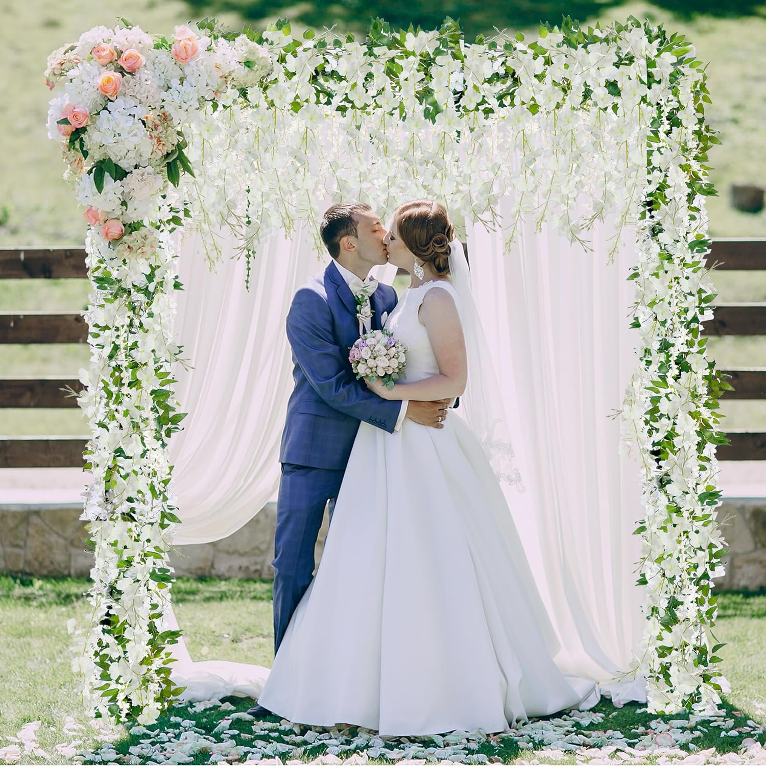 6Pcs 35.4Ft Wisteria Artificial Flower Garland Hanging Flowers for Wedding Arch