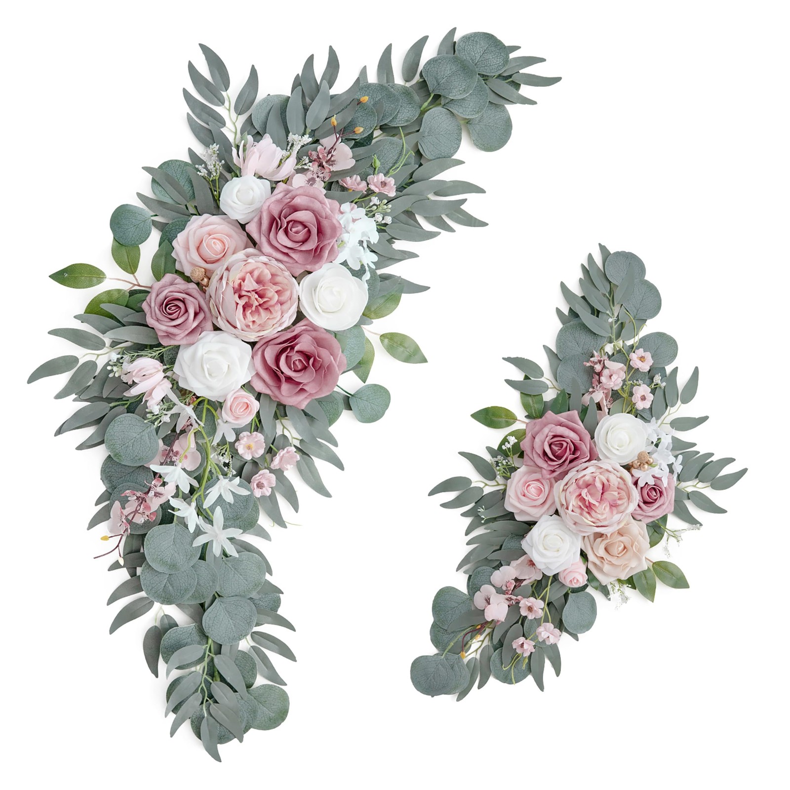 2 PCS Small Wedding Arch Artificial Dusty Rose Blush Flowers Welcome Sign Decor
