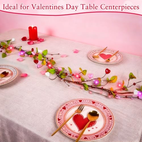 Timer – Lighted Christmas Valentines Garland Valentines Day Decorations, 6 Ft