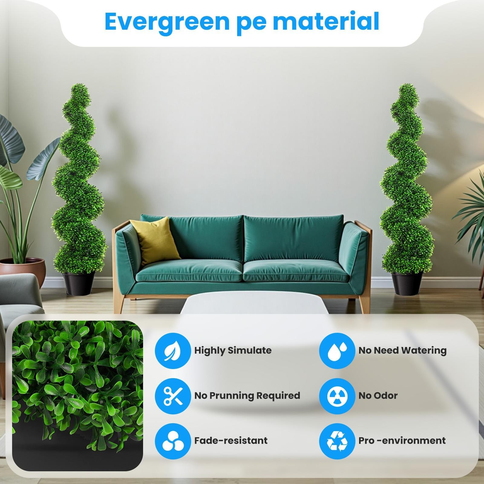 38.2 Inch Spiral Boxwood Topiary Trees 2 PCS Faux Fake Plants w/ Rust Frame