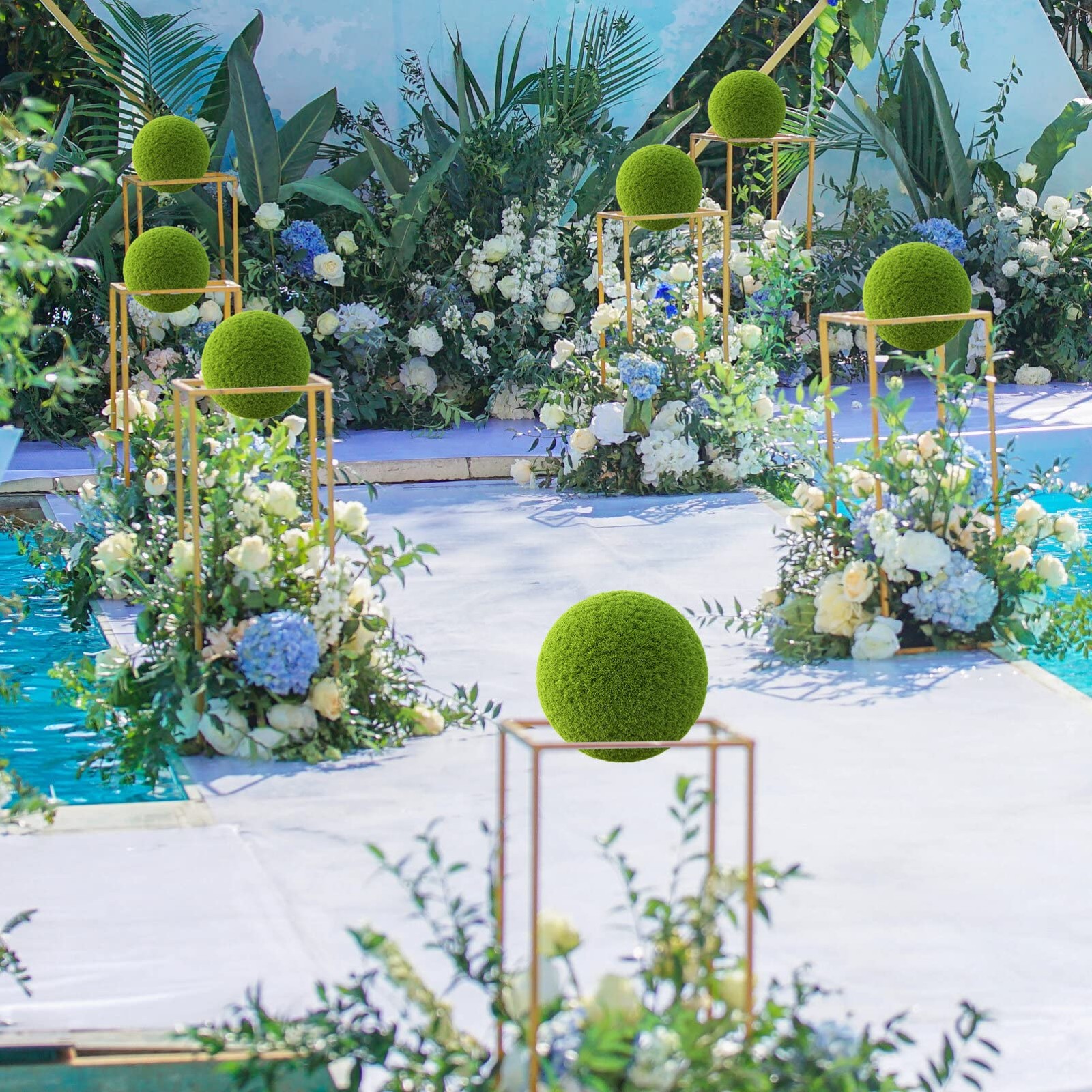 6-Pack Artificial Plant Topiary Ball Support Rack Faux Green Flower Arrangeme…