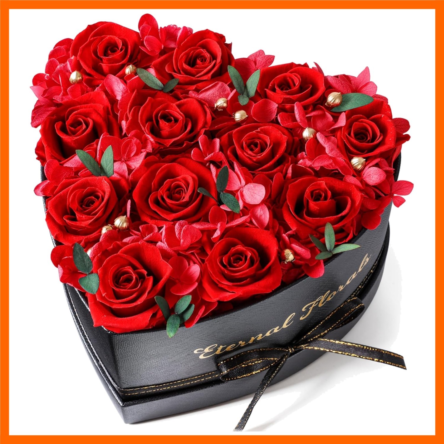 12 Pcs Preserved Roses in a Box Birthday Gifts for Women, Red Hydrangea Flowe…