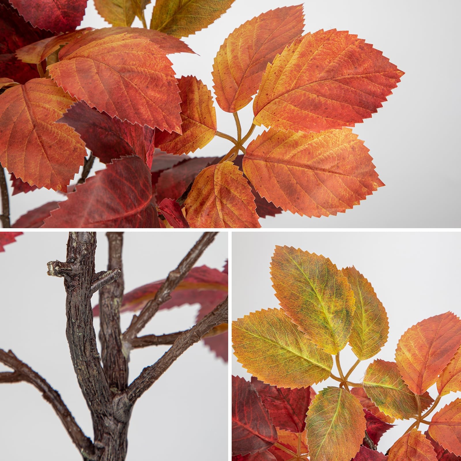 Fake Fall Tree In Black Pot Autumn Artificial Beech Leaf Tabletop 19.7 Inch