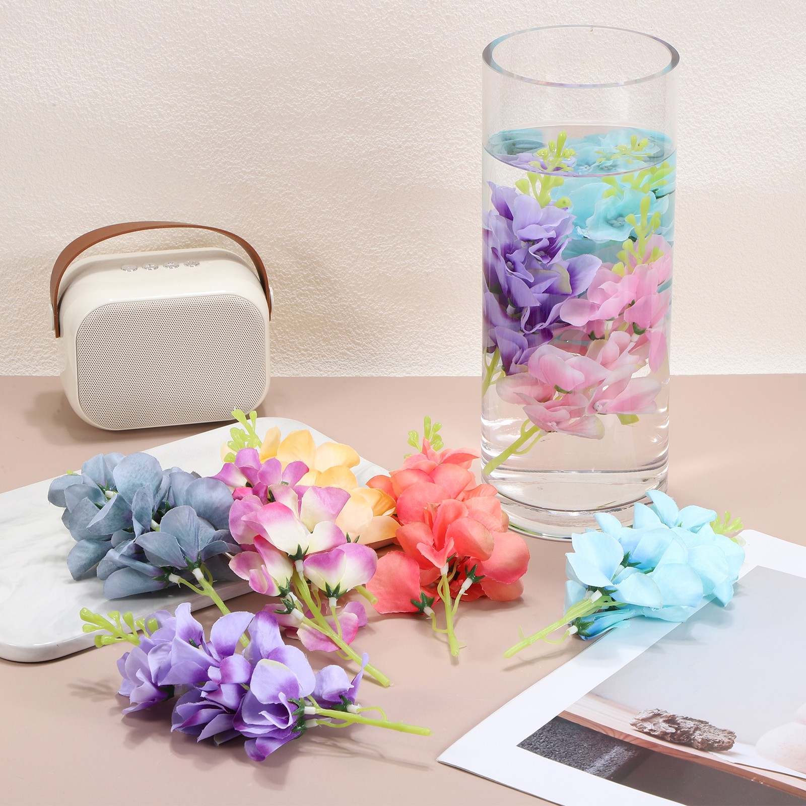 10Pcs Floating Flowers for Centerpieces Artificial Hydrangea Blue Violet)