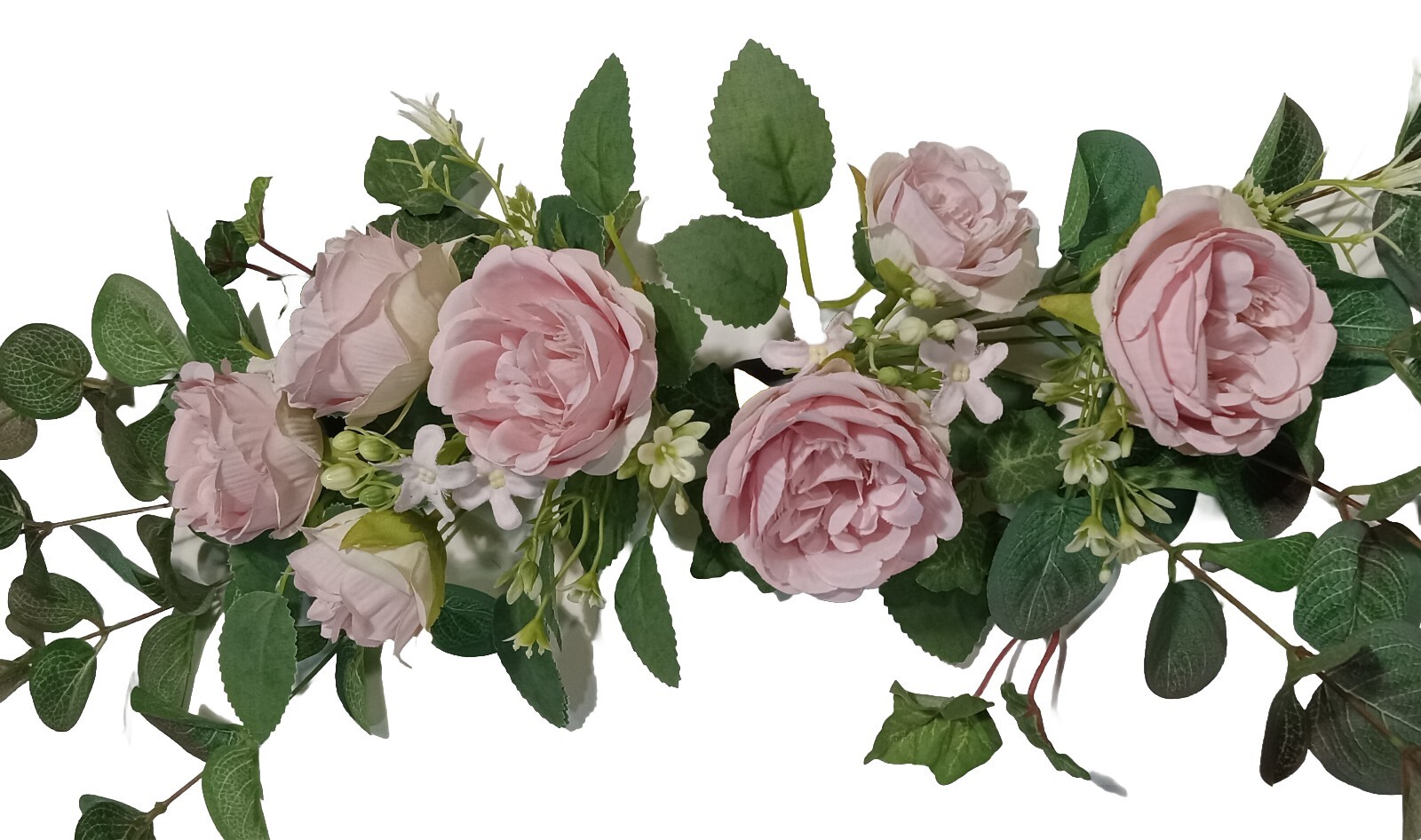 Pink & Eucalyptus TeaRose 24″ Wall Sign Door Silk Flower Wedding Room Decor 2251