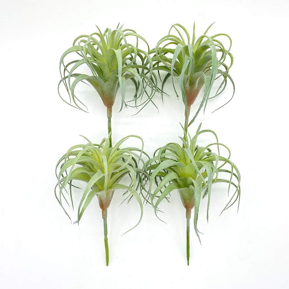 4 Pack Artificial Air Plants Flocked Tillandsia Bromeliads Terrarium Decor