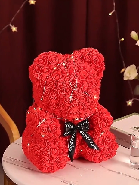 Rose Bear (5 in 1), Rose Teddy Bear with Lights, Ballon, Gift Box and Love Card.