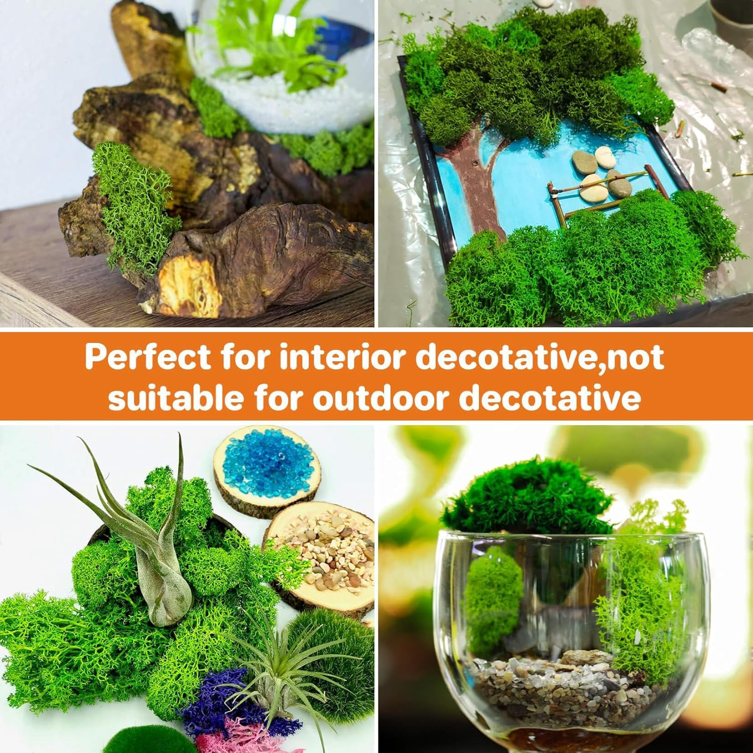 3.5 OZ Preserved Moss Natural Green Faux Moss for DIY Crafts Floral Decor