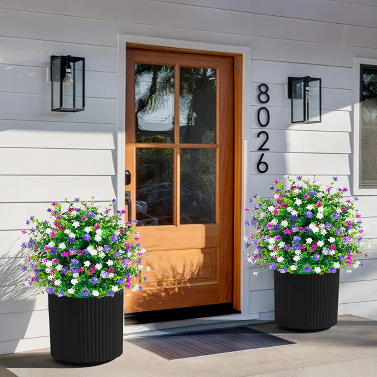 Set of 2 UV Resistant Artificial Boxwood Topiary Balls for Outdoor Decor
