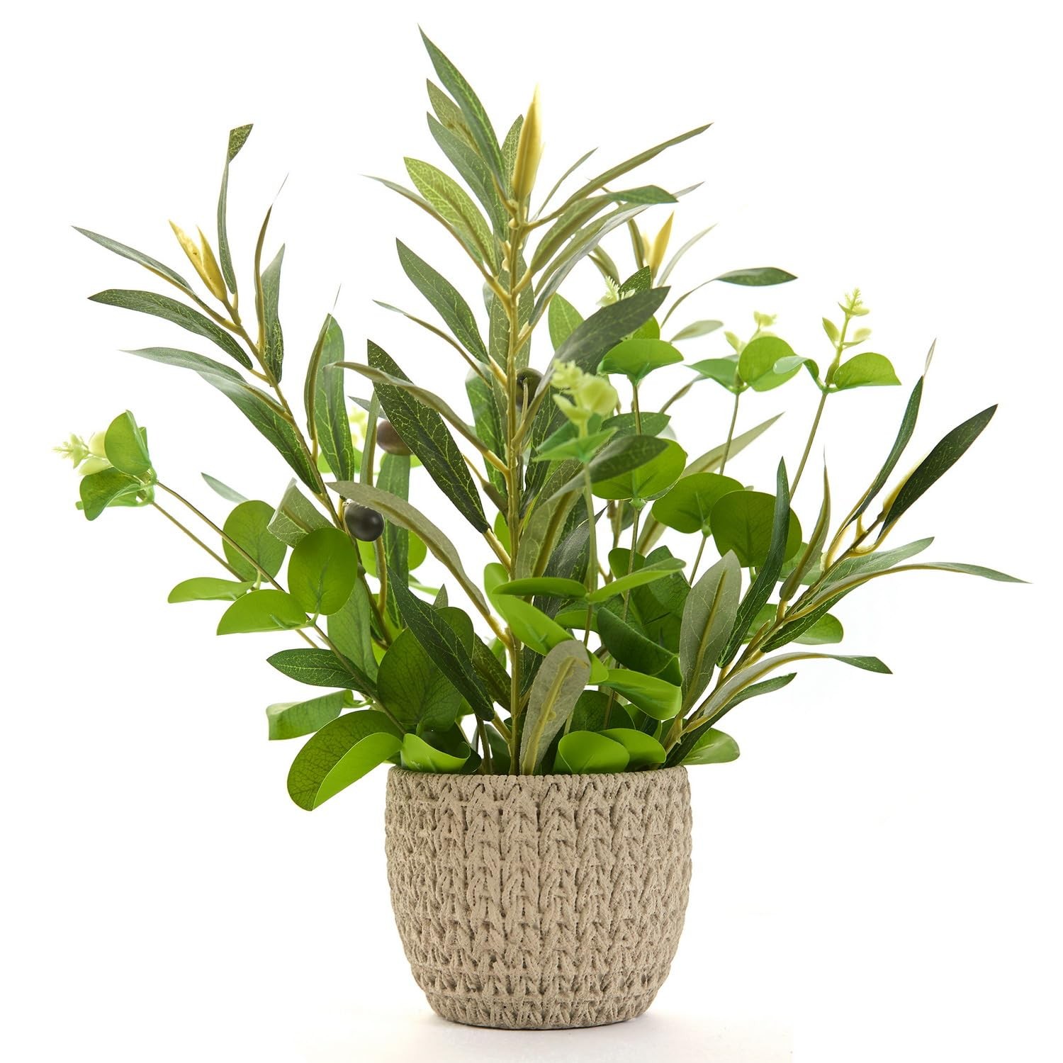 12.8” Artificial Olive Branches with Grenn Eucalyptus Faux Plant with Lifeli…