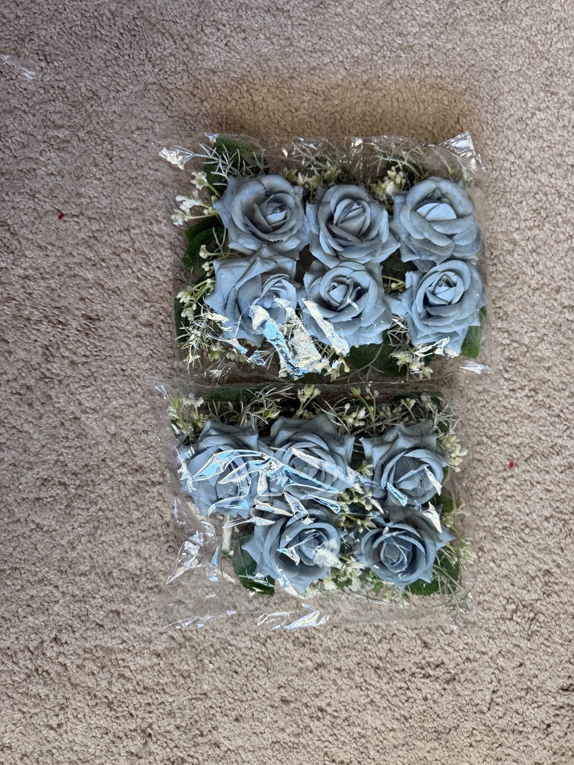 Elegant Artificial Flower Arrangement Set – Blue, Gray & White Wedding Decor