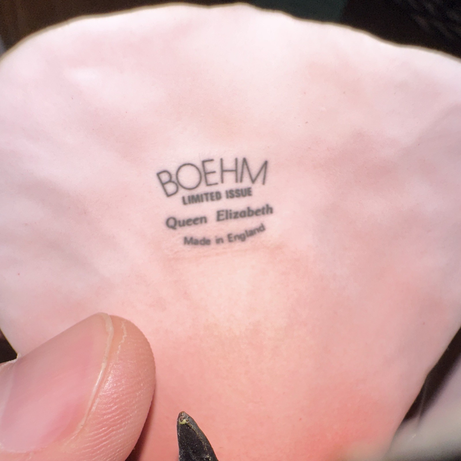 Boehm Queen Elizabeth Limited Issue Pink Rose Porcelain & Metal Flower Stem