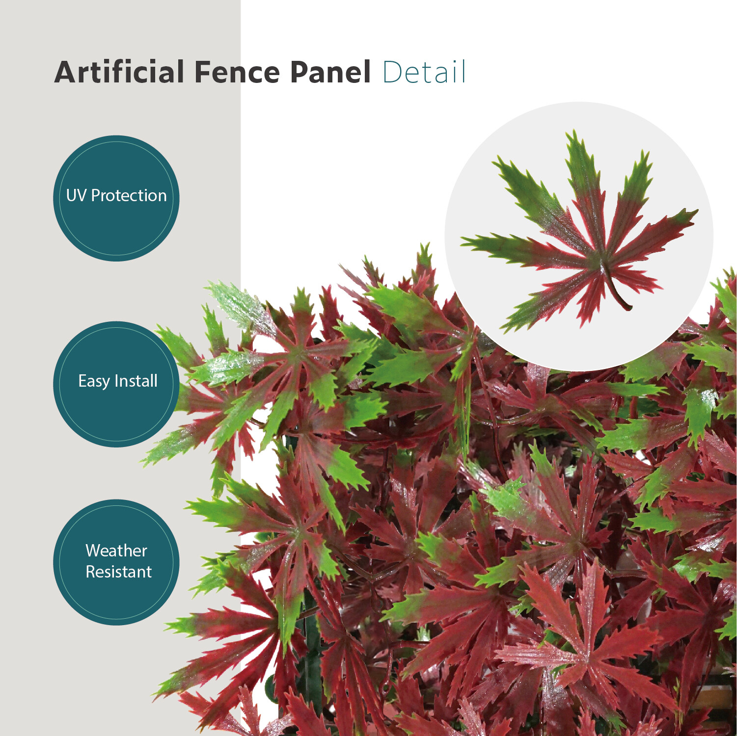 20″x20″ Artificial Red Maple Mat Faux Fence Panel Wall Decor Ficus Plant Hedge