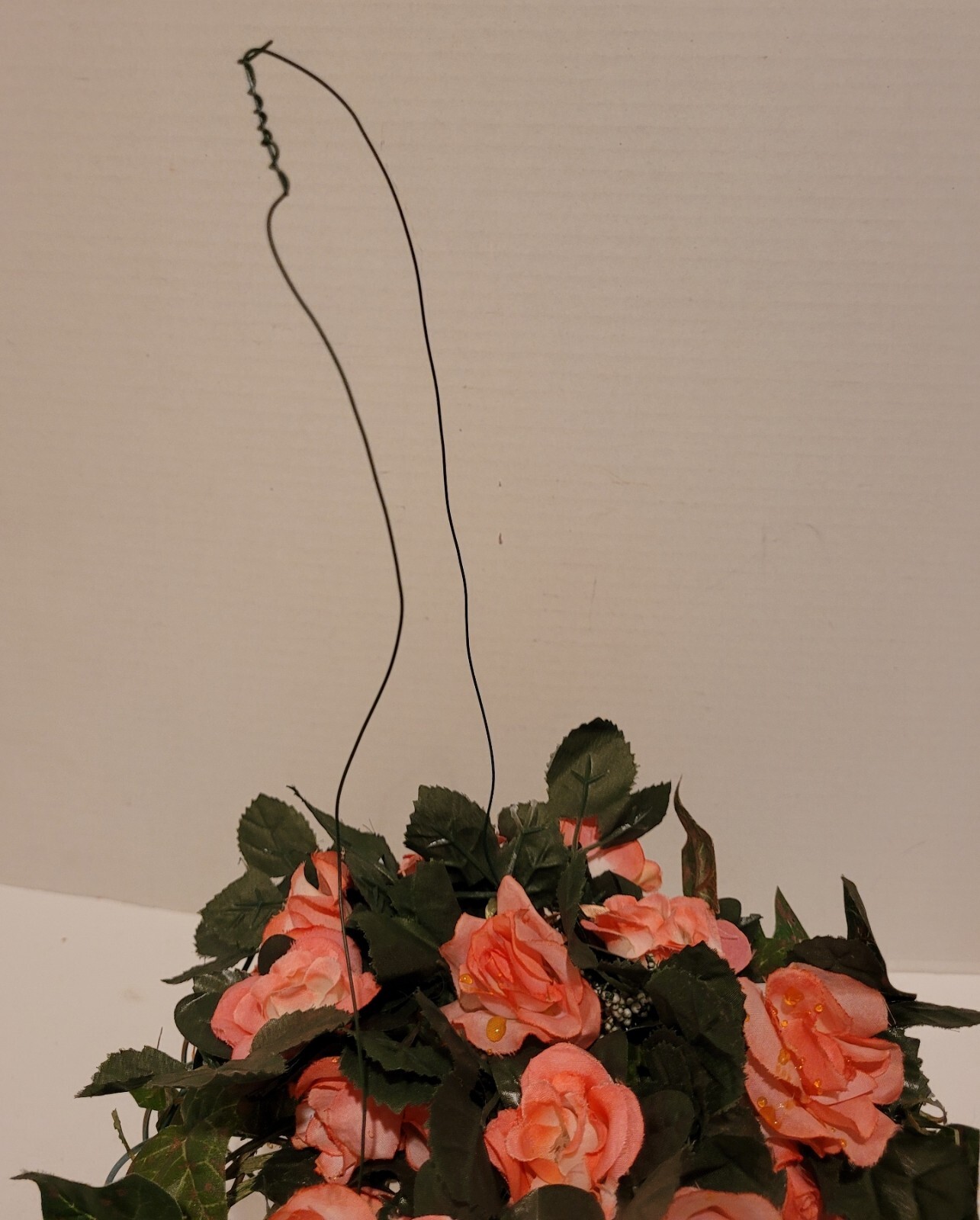 Handcrafted Mothers Day/Spring Arrangement in Green Metal Birdcage~w/Bird~9.5″T