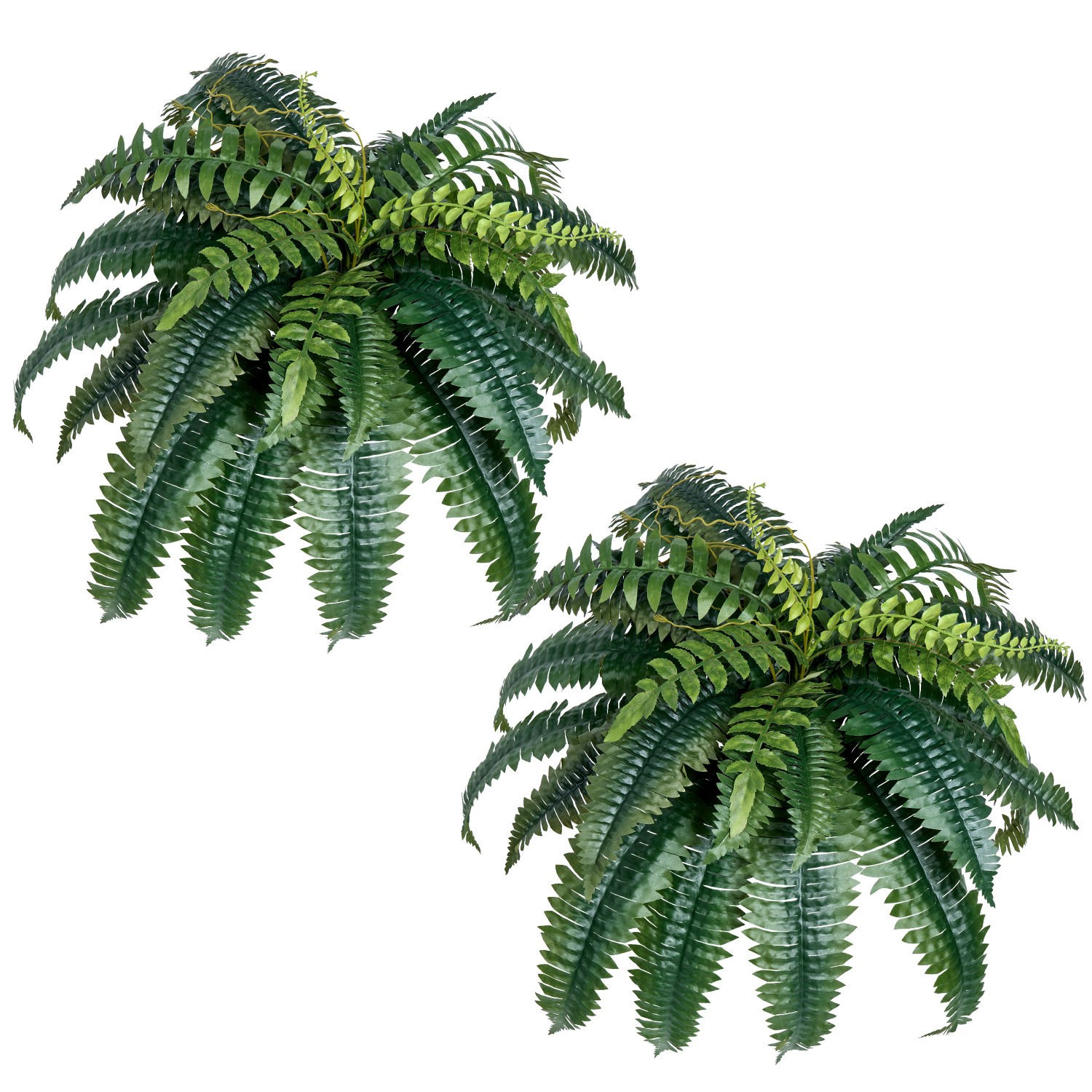 Uimoso Set of 2 Faux Boston Ferns with 35 Branches for Indoor and Outdoor Use