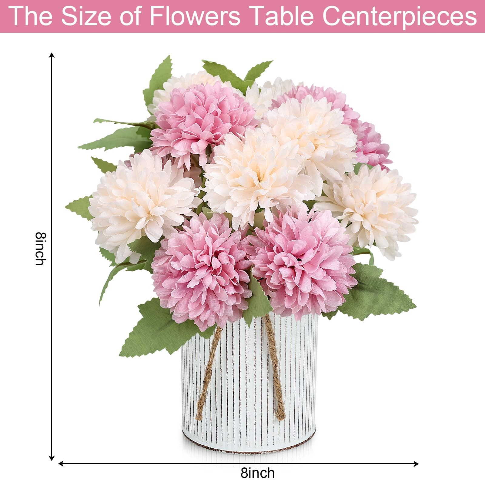 6 Set Pre-Made Flower Table Centerpieces – Dusty Pink & Champagne
