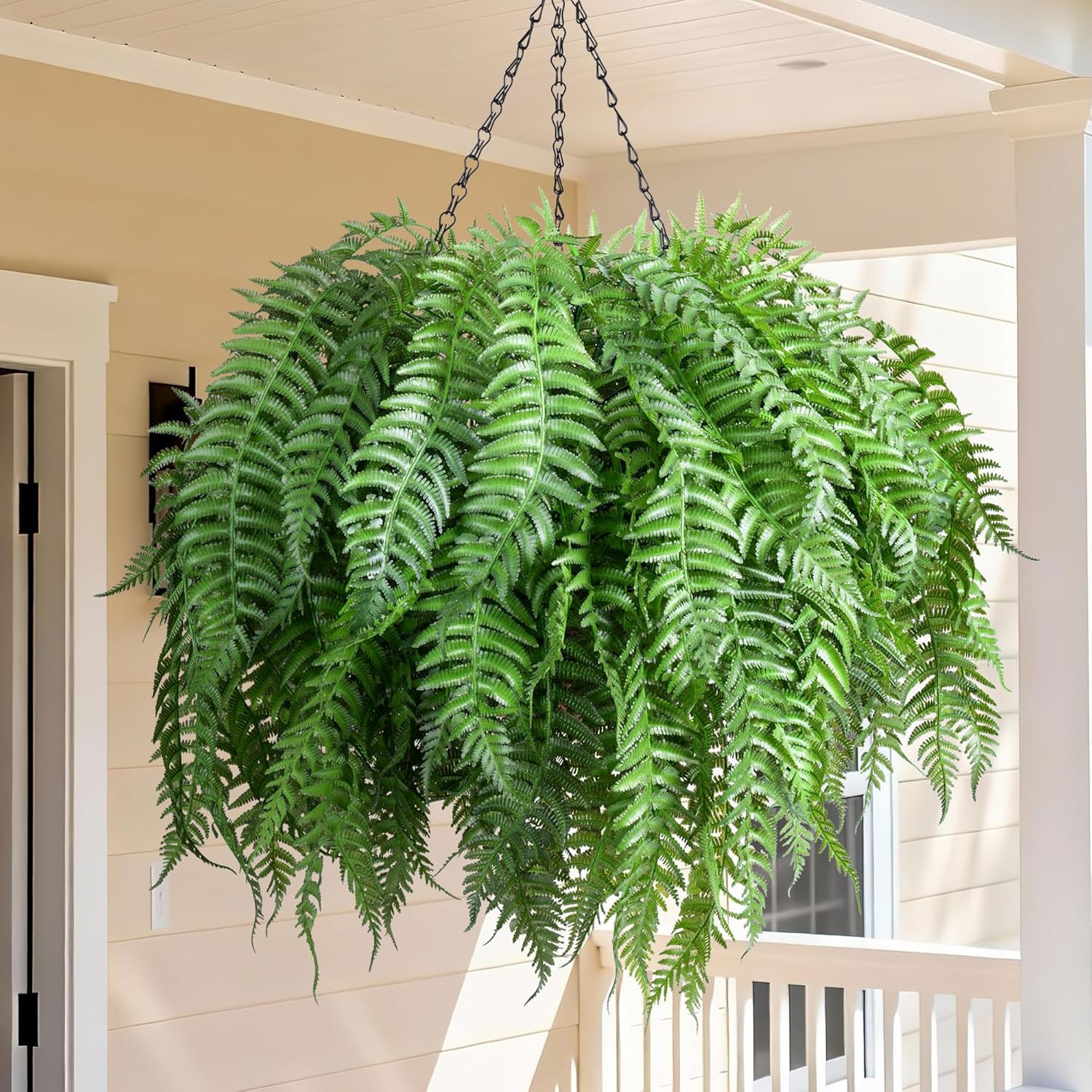Artificial Hanging Plants Outdoor, UV Resistant Fake Fern Faux Greenery for outs