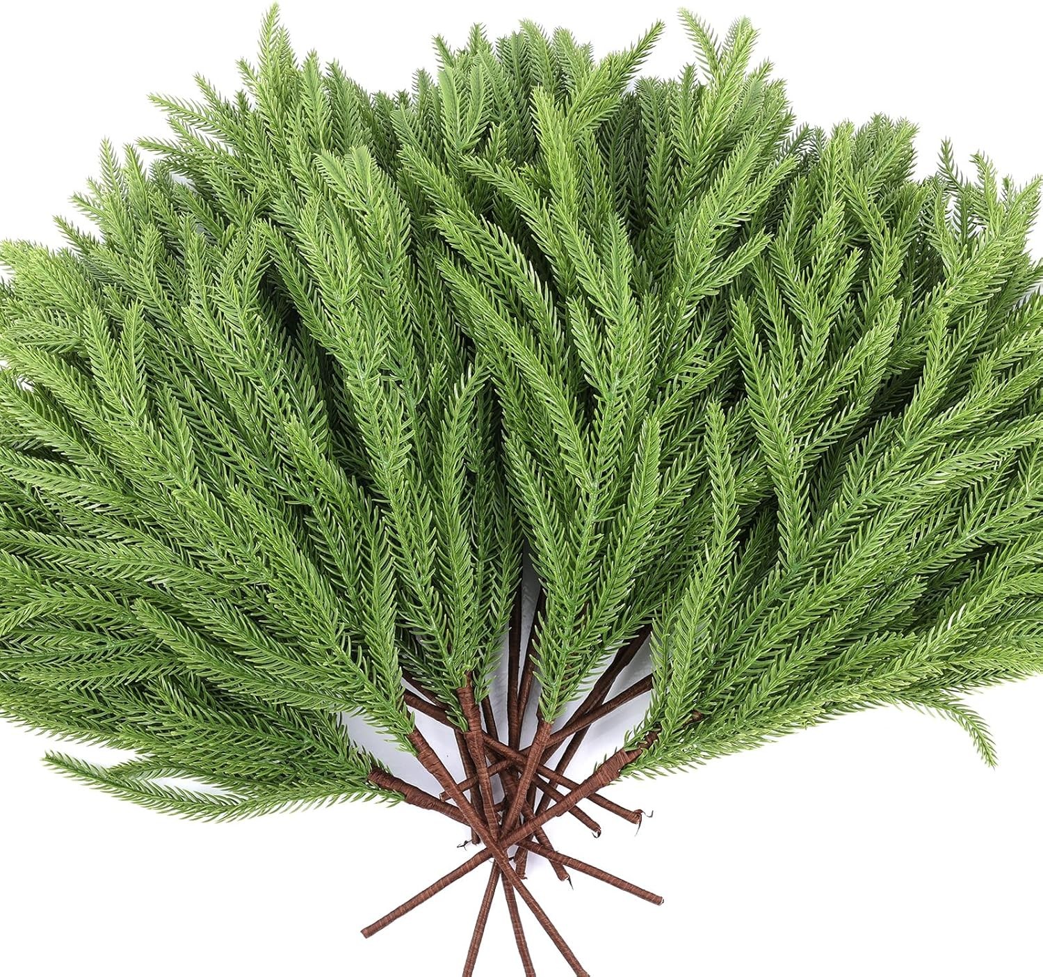 12/24 Pcs Christmas Norfolk Pine Branches, 18inch Artificial Pine Branches Faux