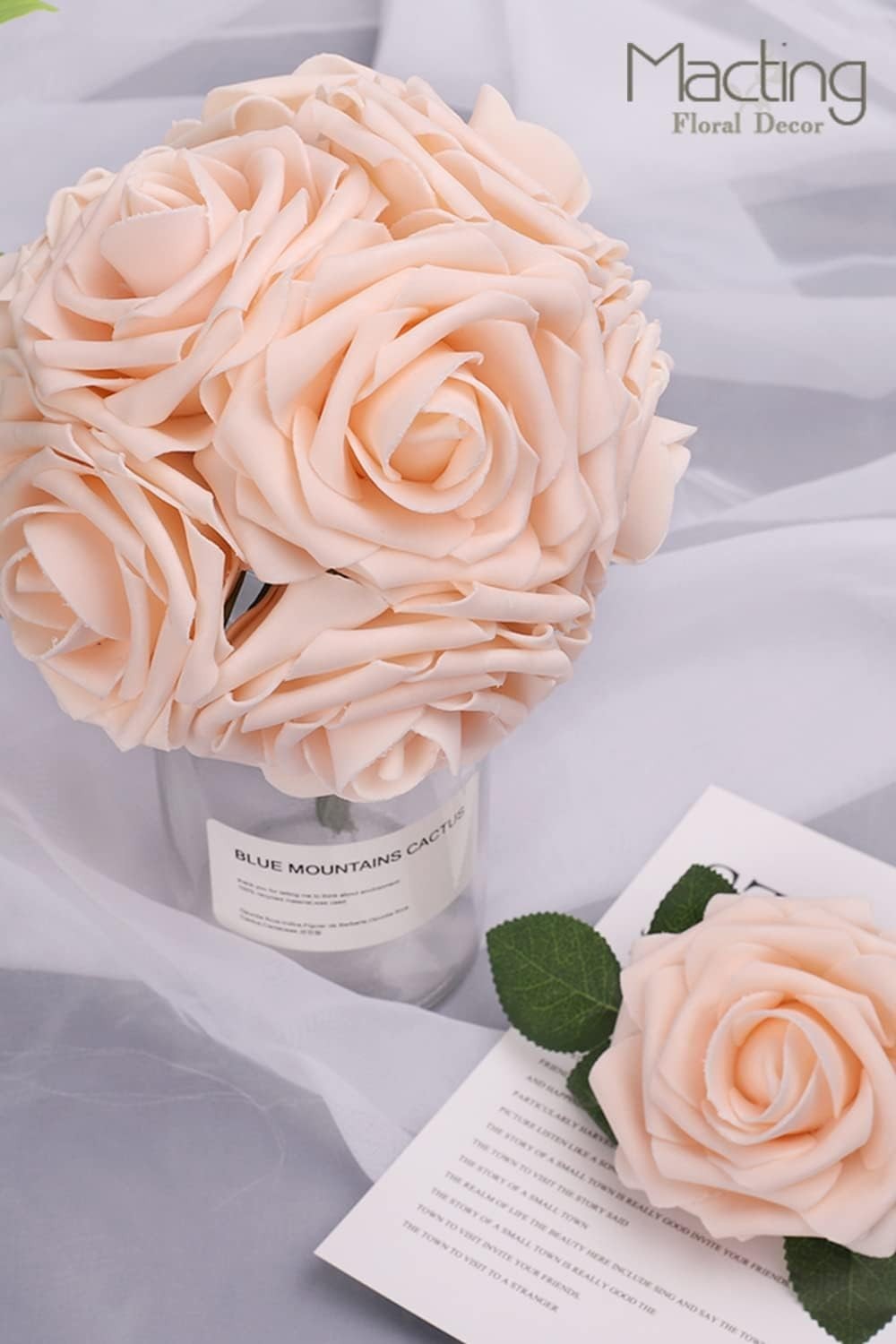 Realistic 30PCS Artificial Roses with Flexible Stems – DIY Floral Arrangements