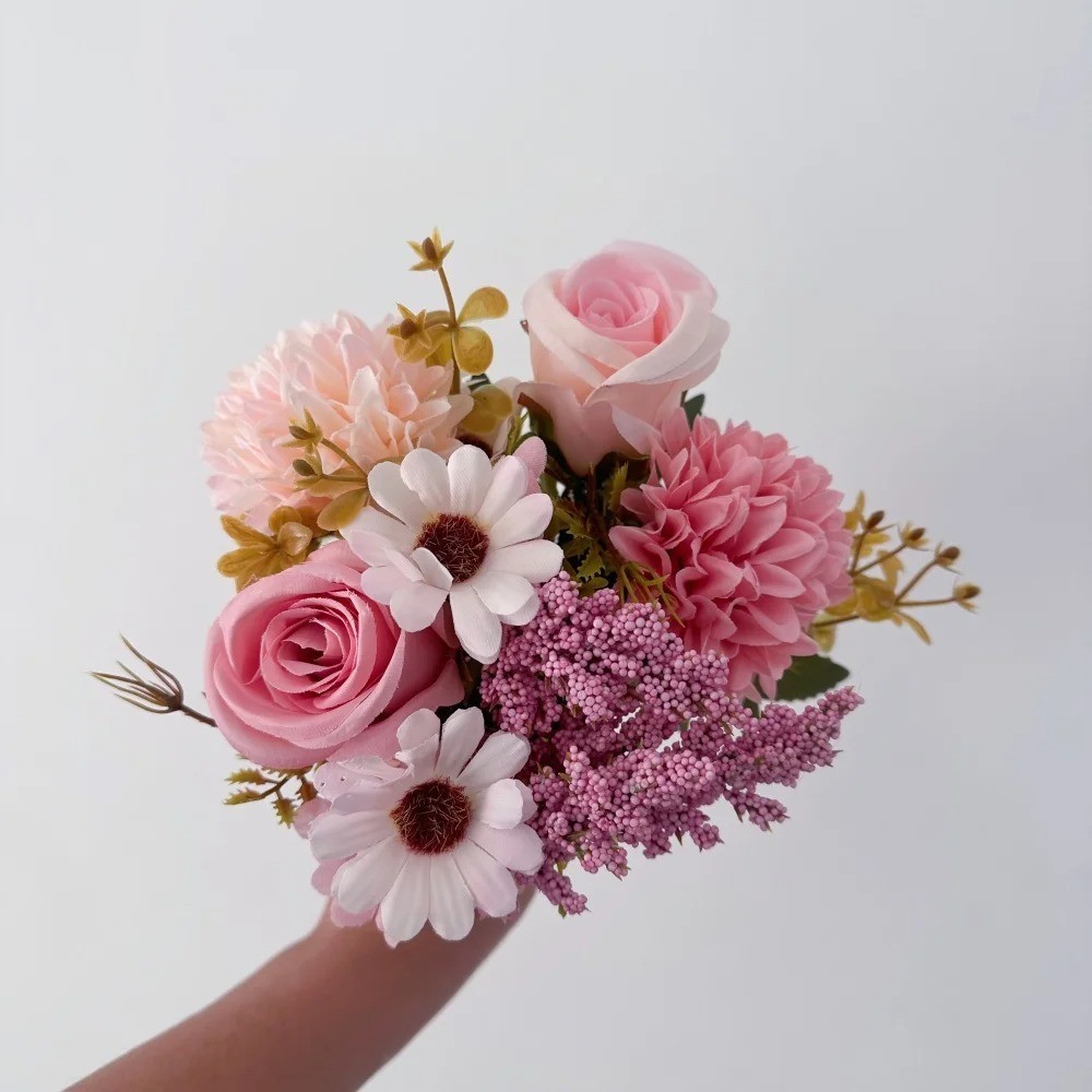 Artificial Rose Dahlia Daisy Flower Bouquet Silk Floral Wedding Home Decor