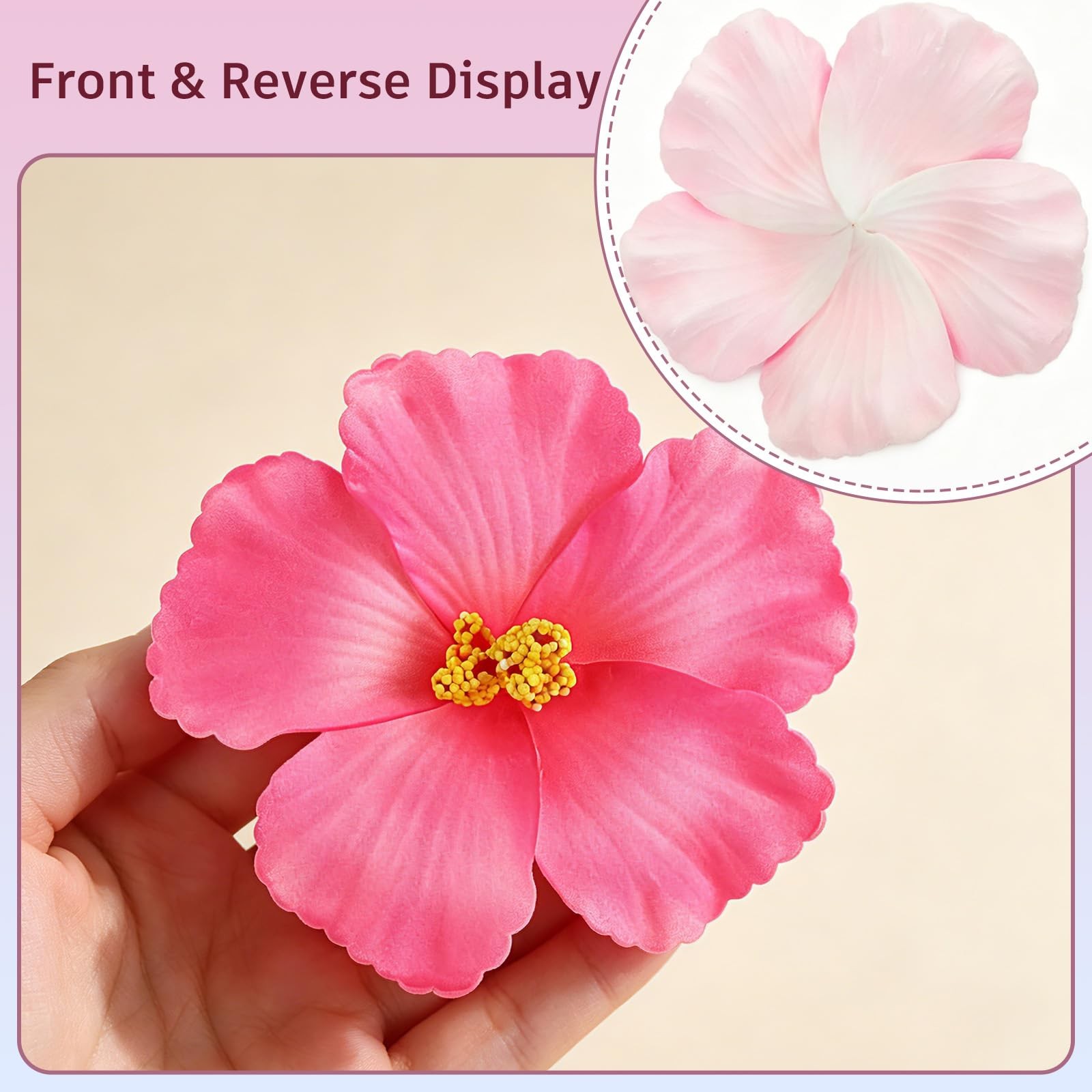 10PCS Hawaiian Faux Flowers Hibiscus Flowers Decor Artificial Hibiscus Flower…
