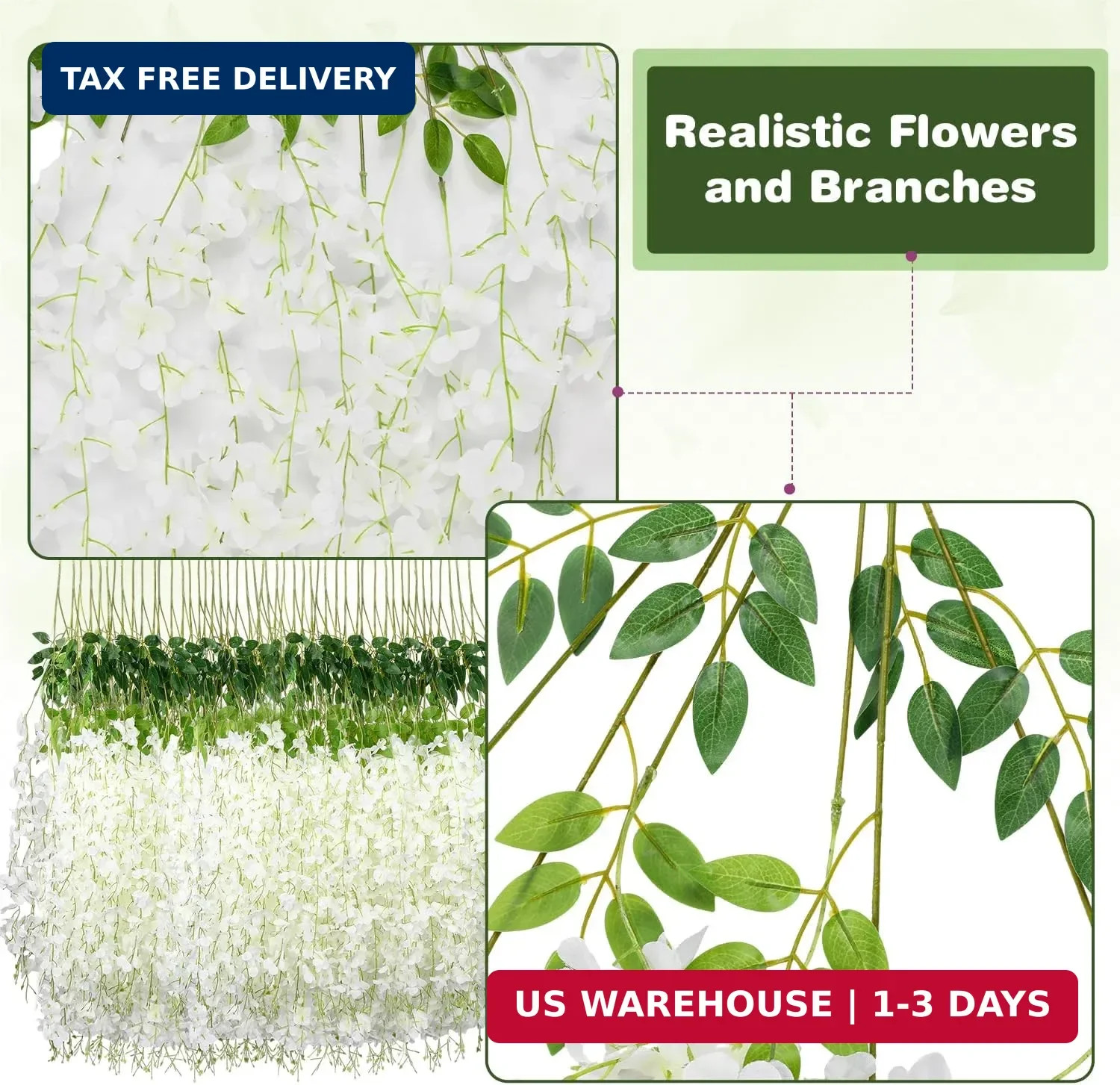 Alotiki Wisteria Hanging Flowers,Fake Hanging Flowers,Wisteria artificiales Garl