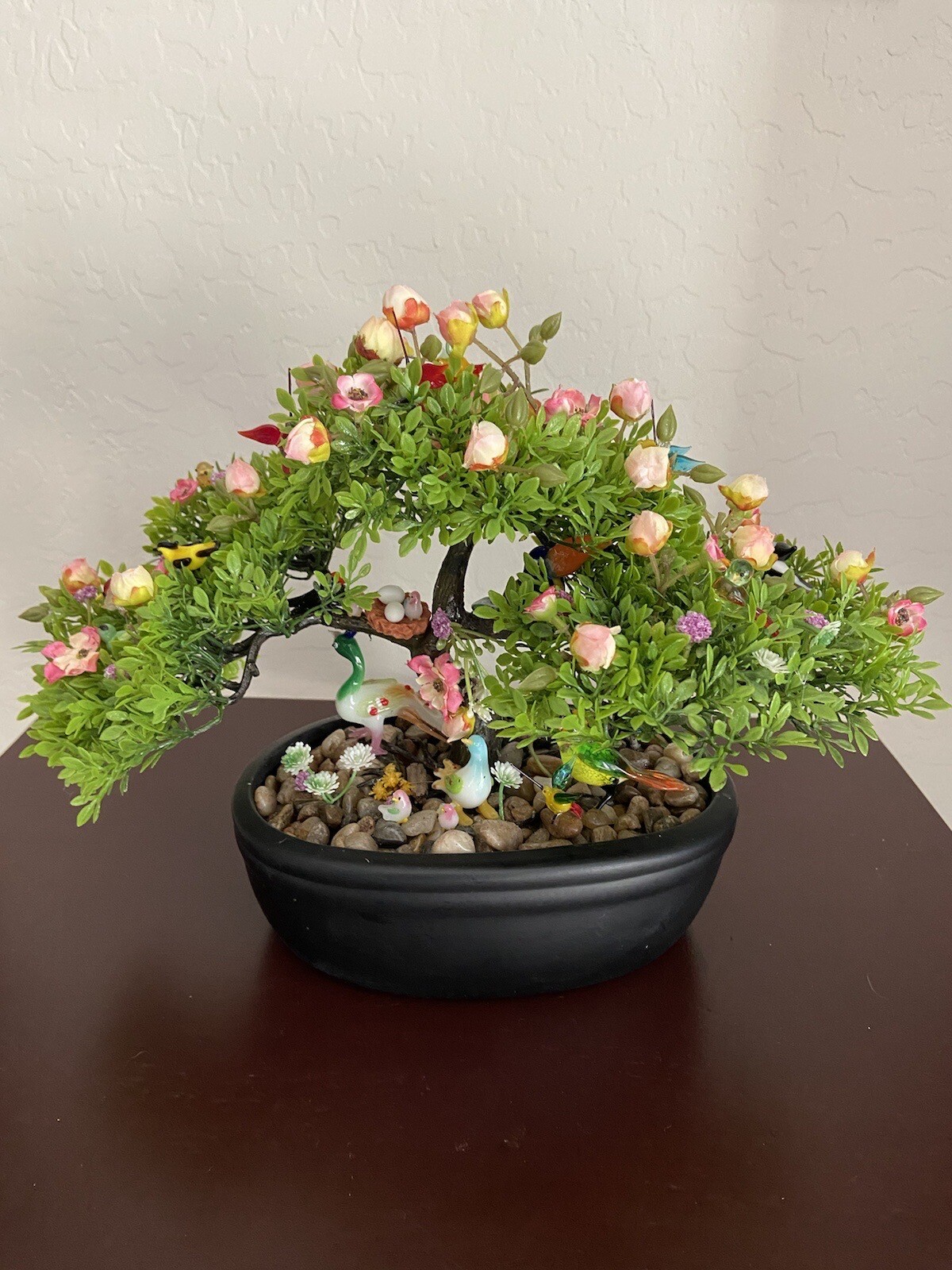 Artificial Bonsai Tree, Small Fake silk Plants Decor, Indoor Faux Potted Plant